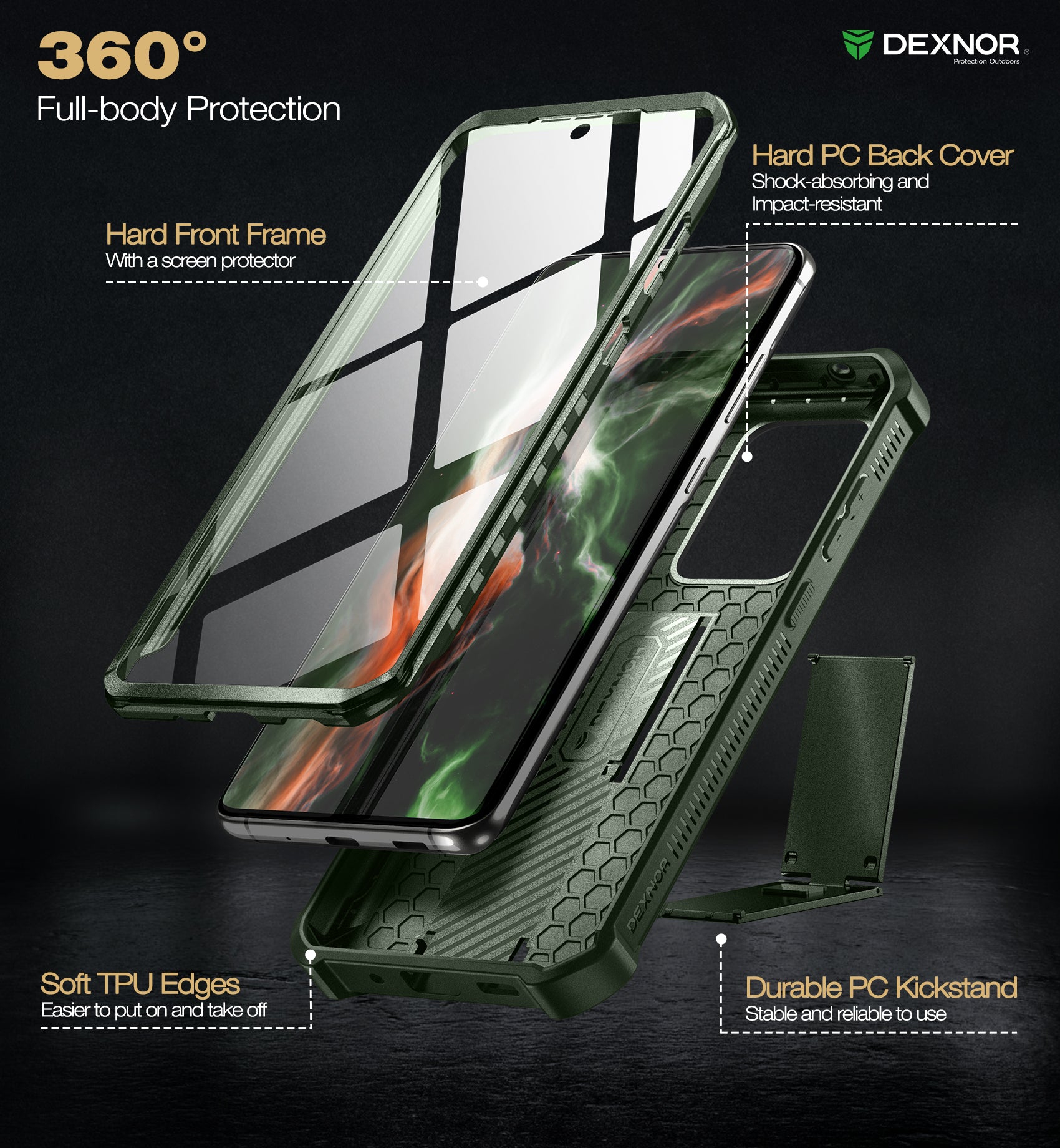 Dexnor Case for Samsung Galaxy S20 Ultra With Single Screen Protector Full Body Bumper Kickstand Heavy-duty Shockproof Rugged Cover.