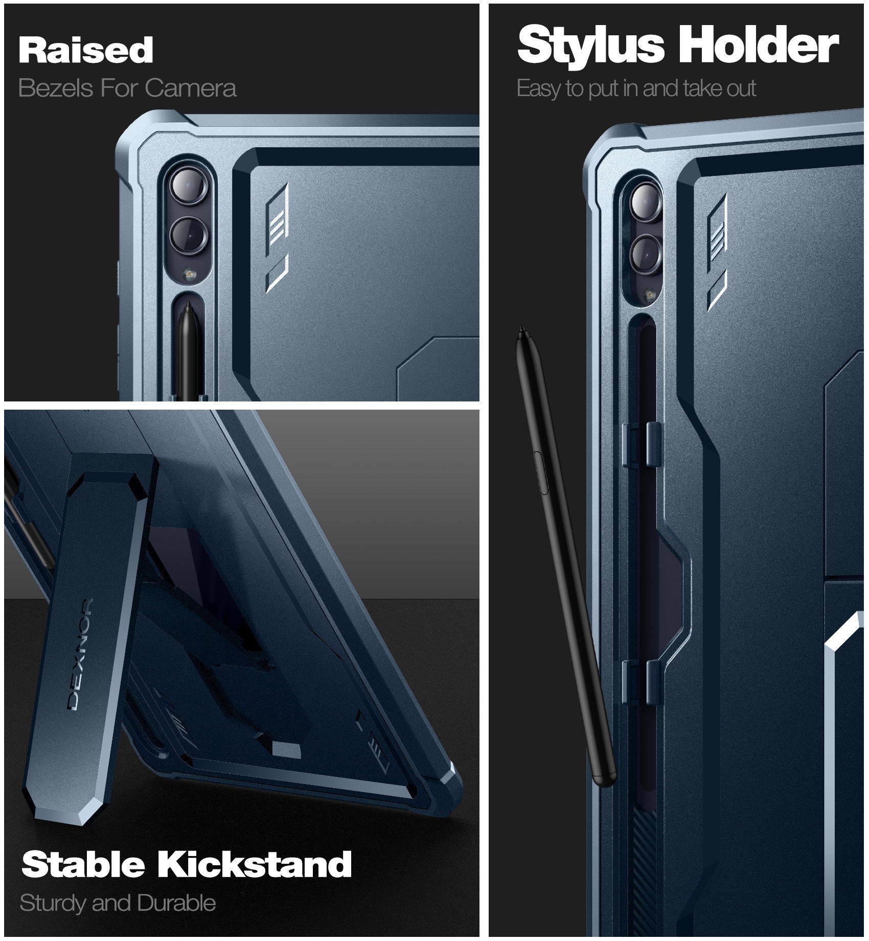 Dexnor Tablet Case for Samsung Galaxy Tab S8 Ultra With Screen Protector Full Body Bumper Kickstand Heavy-duty Shockproof Rugged Pen Holder Cover.