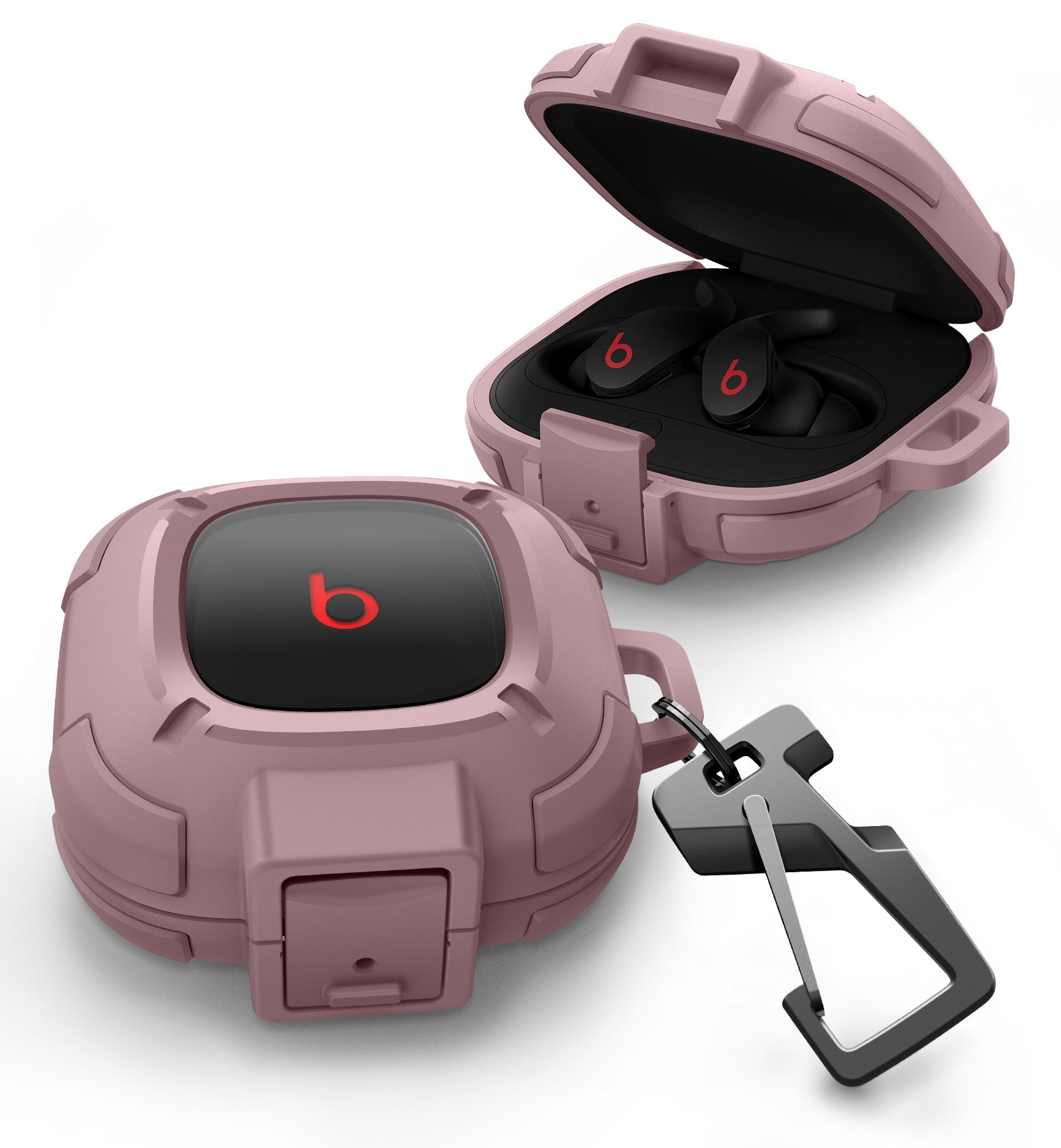 Dexnor Earphone Case for Beats Fit Pro 2021 with Secure Lock and Carabiner Full Body Bumper Shockproof Rugged Cover