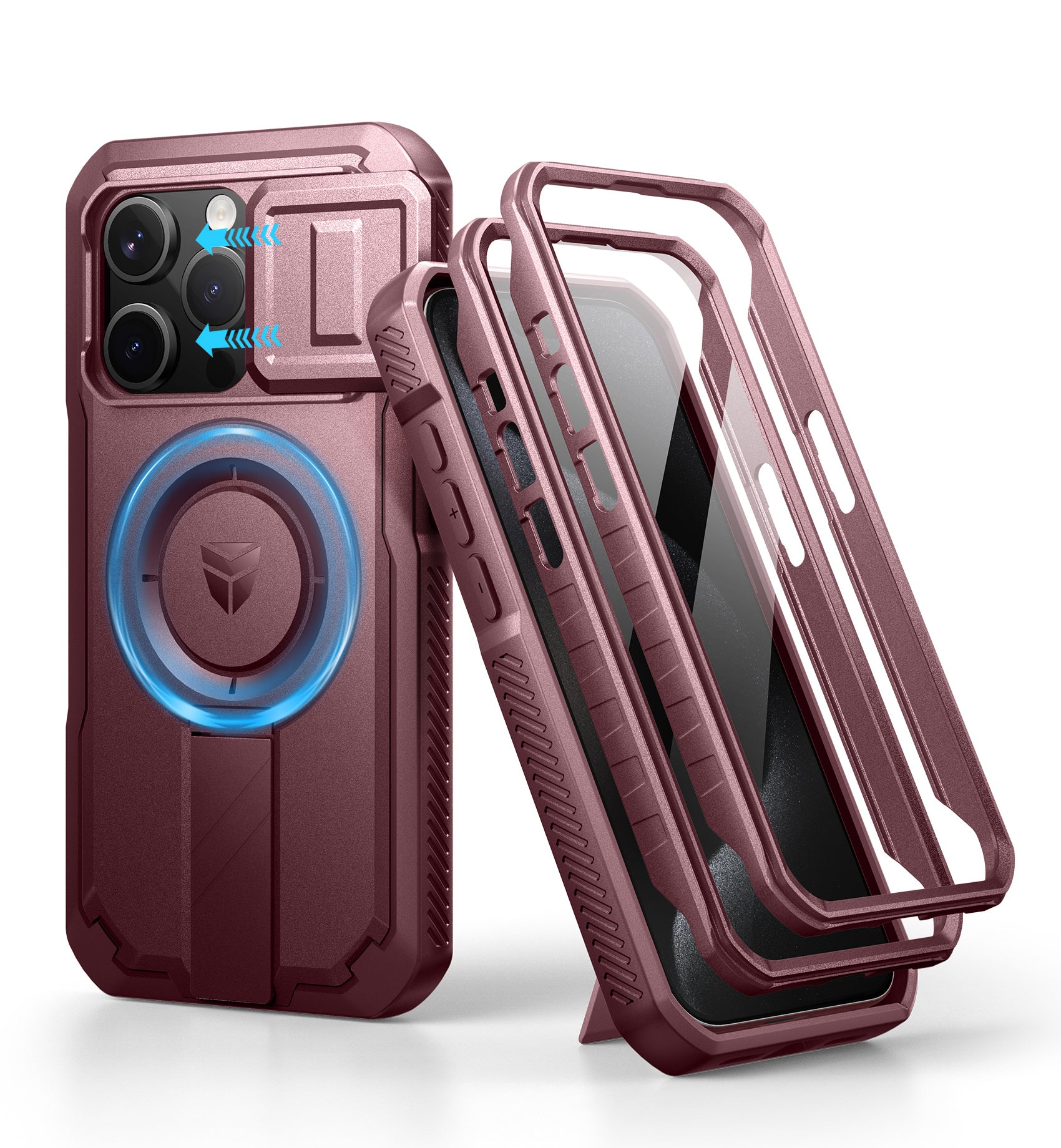 Dexnor Durable Case for iPhone 15 Pro with Built In Screen Protector and Slide Camera Cover 360 Magsafe Rugged Bumper Cover