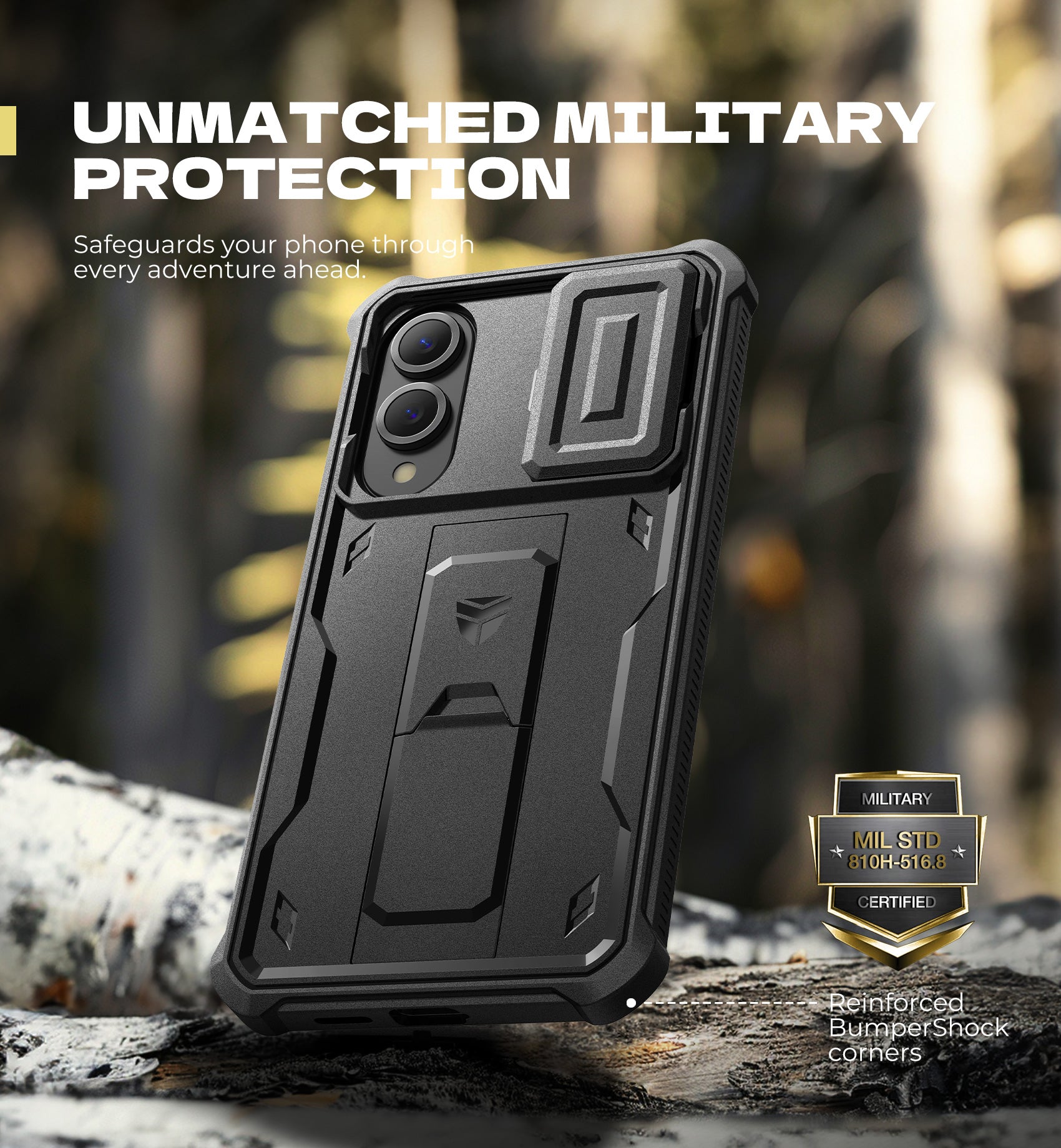 Dexnor Full Body Case for Samsung Galaxy S25 Edge With Slide Camera Cover Built-in Screen Protector Kickstand Heavy-duty Rugged Cover