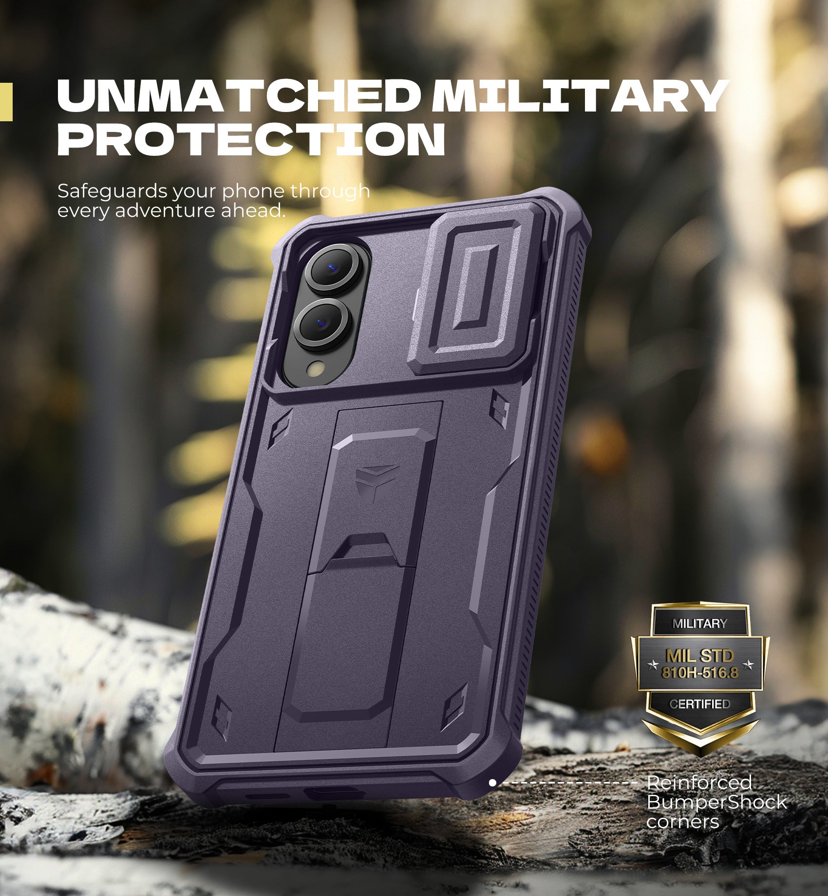 Dexnor Full Body Case for Samsung Galaxy S25 Edge With Slide Camera Cover Built-in Screen Protector Kickstand Heavy-duty Rugged Cover