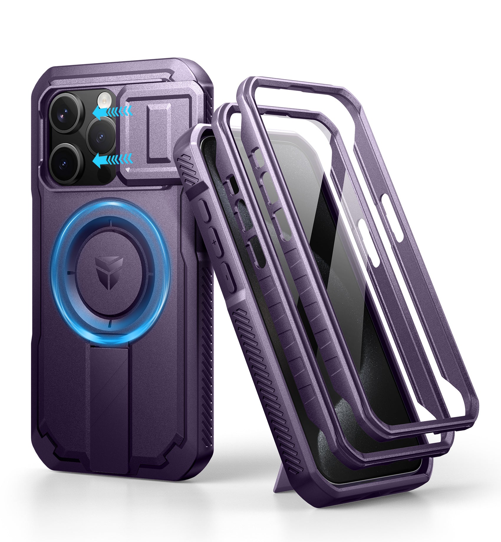 Dexnor Durable Case for iPhone 15 Pro with Built In Screen Protector and Slide Camera Cover 360 Magsafe Rugged Bumper Cover