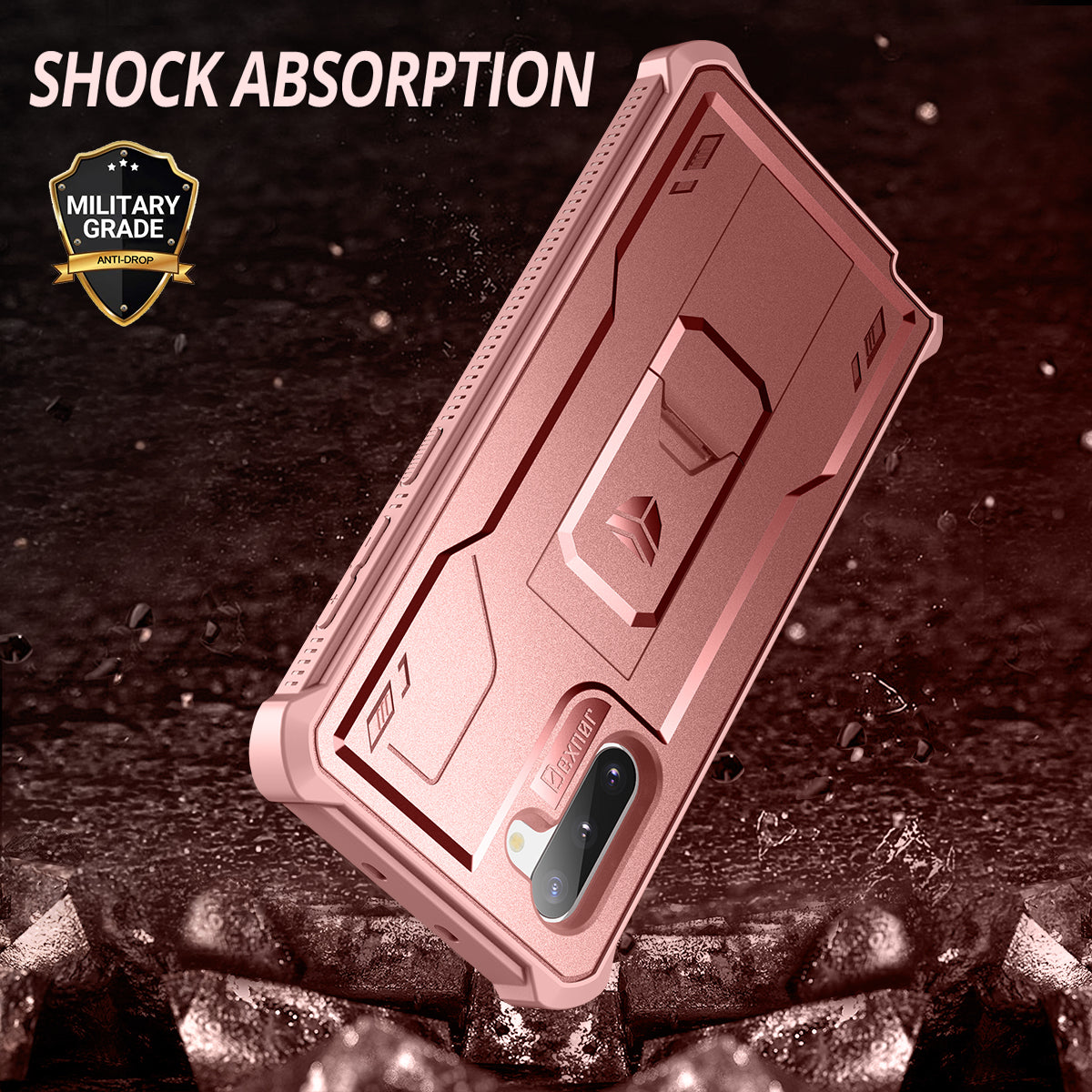 Dexnor Case for Samsung Galaxy Note 10 With Single Screen Protector Full Body Bumper Kickstand Heavy-duty Shockproof Rugged Military Grade Cover.