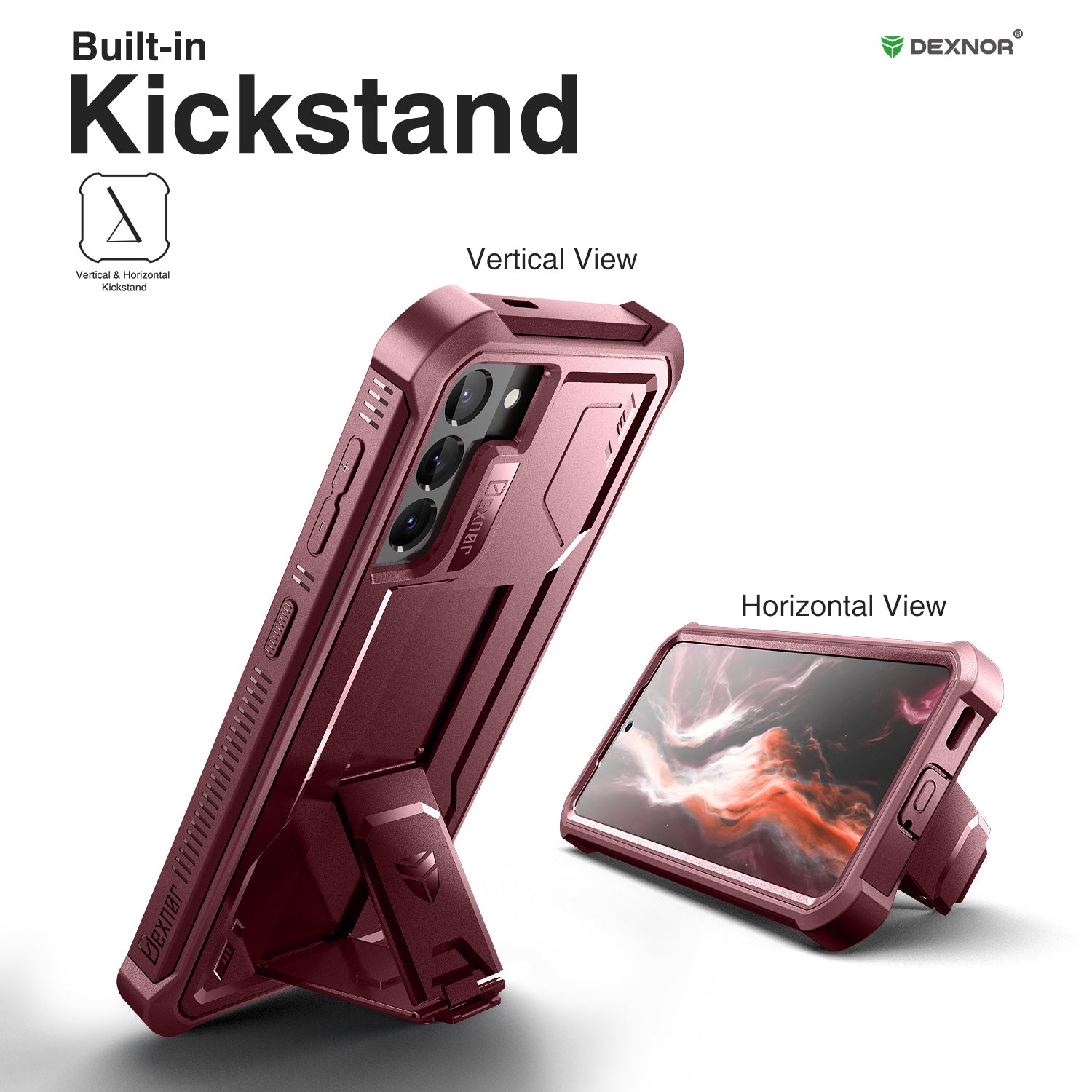 Dexnor Case for Samsung Galaxy S21 With Single Screen Protector Full Body Bumper Kickstand Heavy-duty Shockproof Rugged Cover.