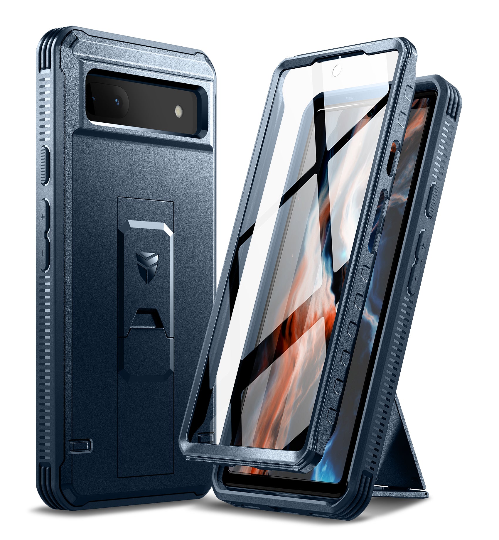 Dexnor Case for Google Pixel 6A With Screen Protector Full Body Bumper Kickstand Heavy-duty Shockproof Rugged Cover.
