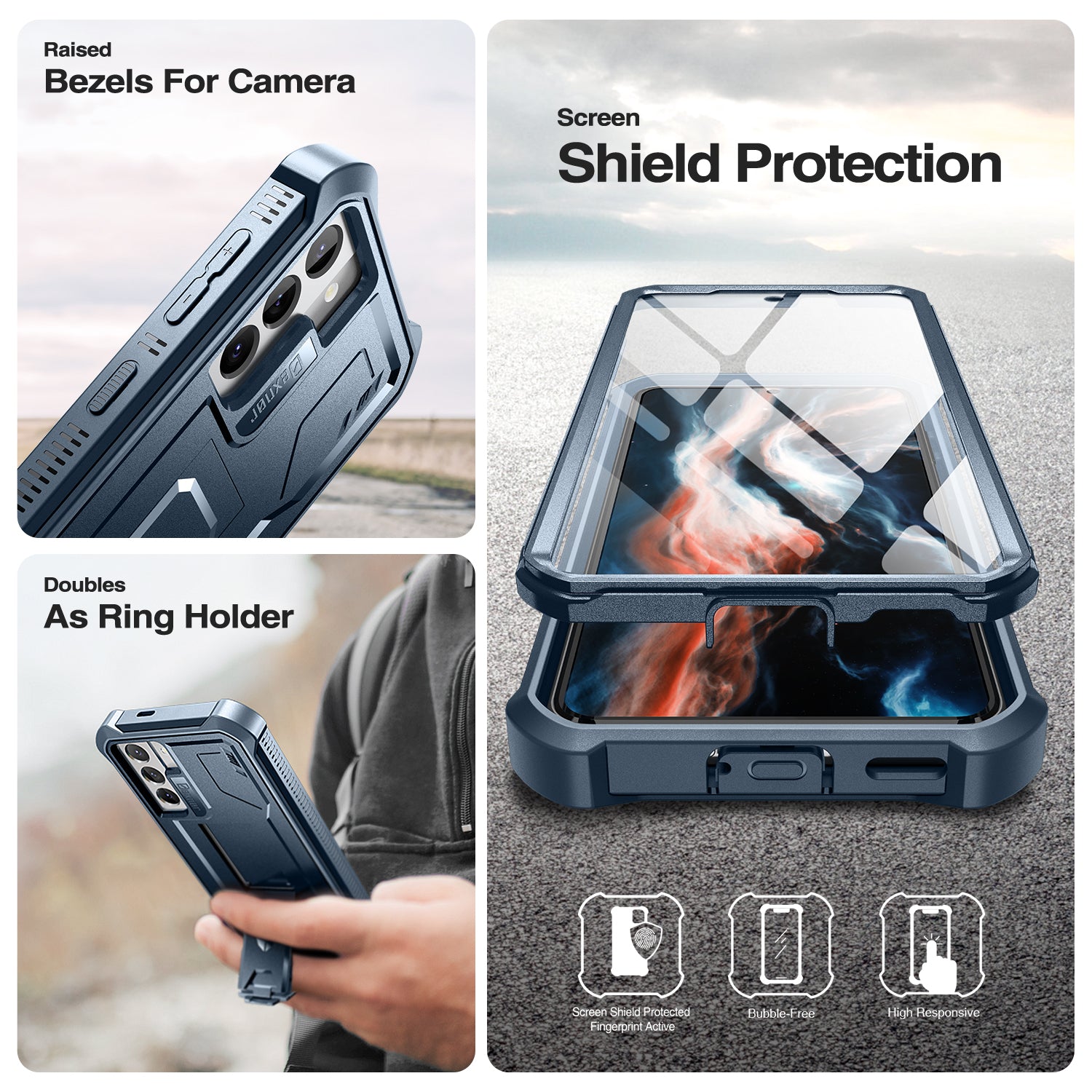 Dexnor Case for Samsung Galaxy S21 With Single Screen Protector Full Body Bumper Kickstand Heavy-duty Shockproof Rugged Cover.