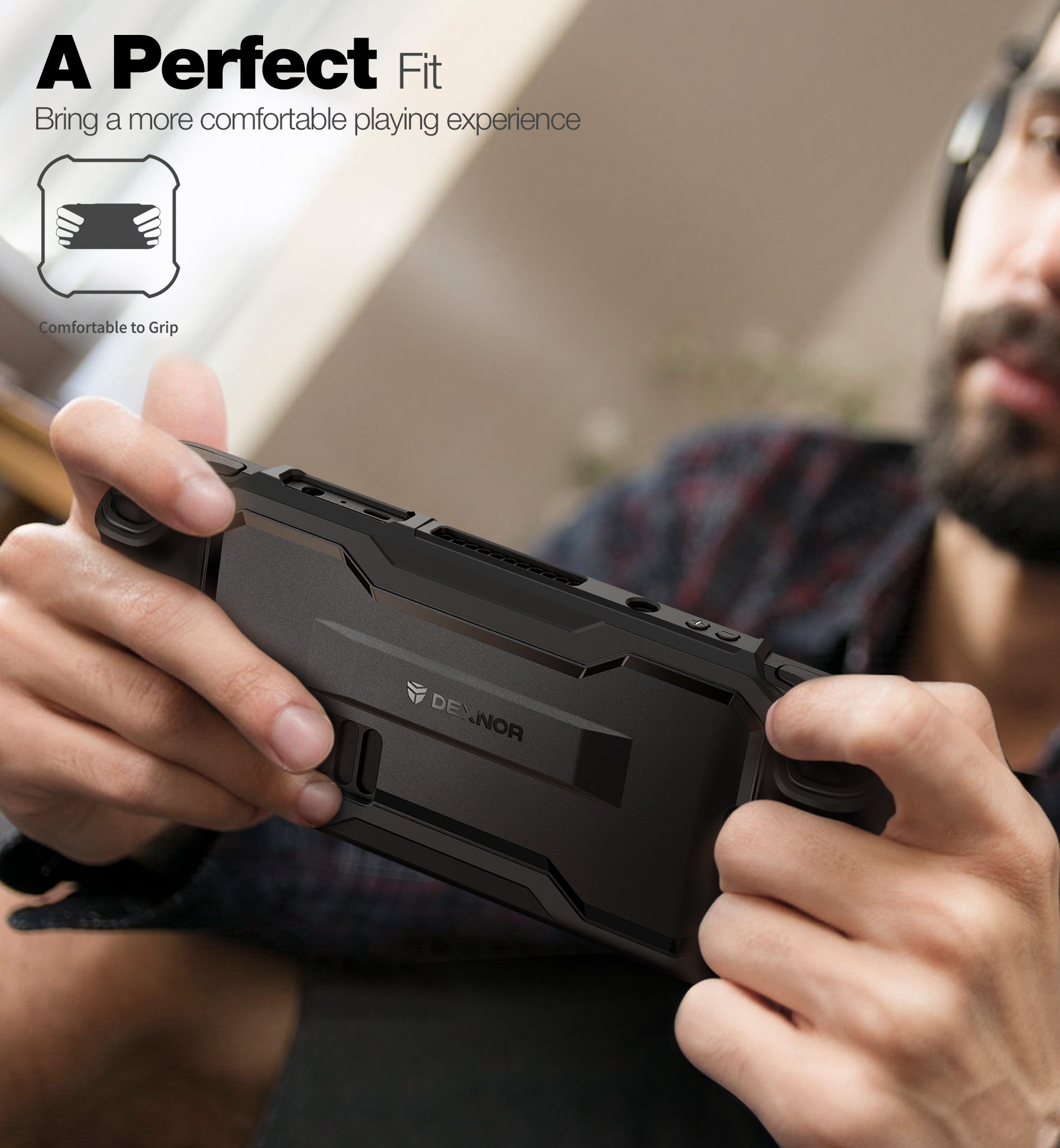 Dexnor Rugged Protective Case for Steam Deck  Shock-Absorption TPU PC Cover Anti-Scratch Non-Slip Shell