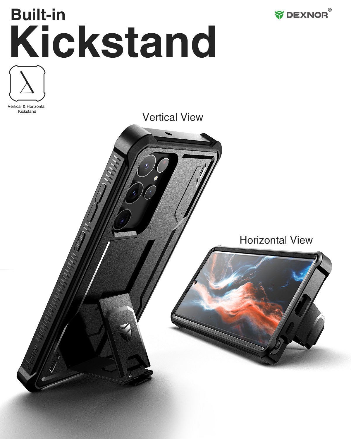 Dexnor Case for Samsung Galaxy S22 Ultra With Screen Protector Full Body Bumper Kickstand Heavy-duty Shockproof Rugged  Cover.