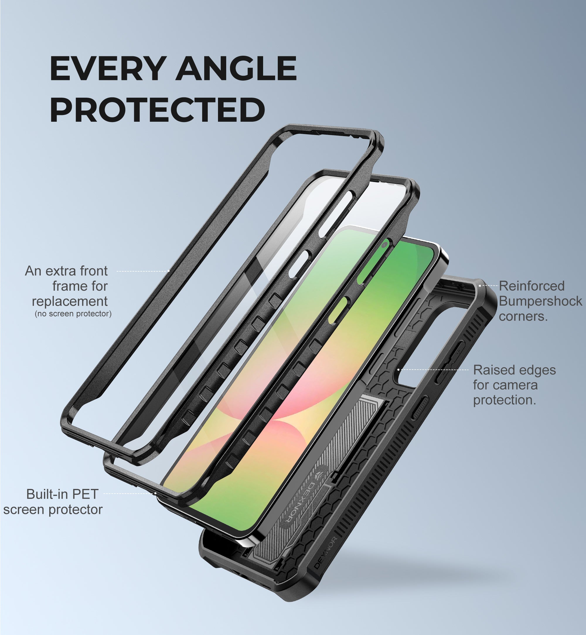 Dexnor Full Body Case for Samsung Galaxy A56 5G With Screen Protector And Slide Camera Bumper Kickstand Heavy-duty Shockproof Cover