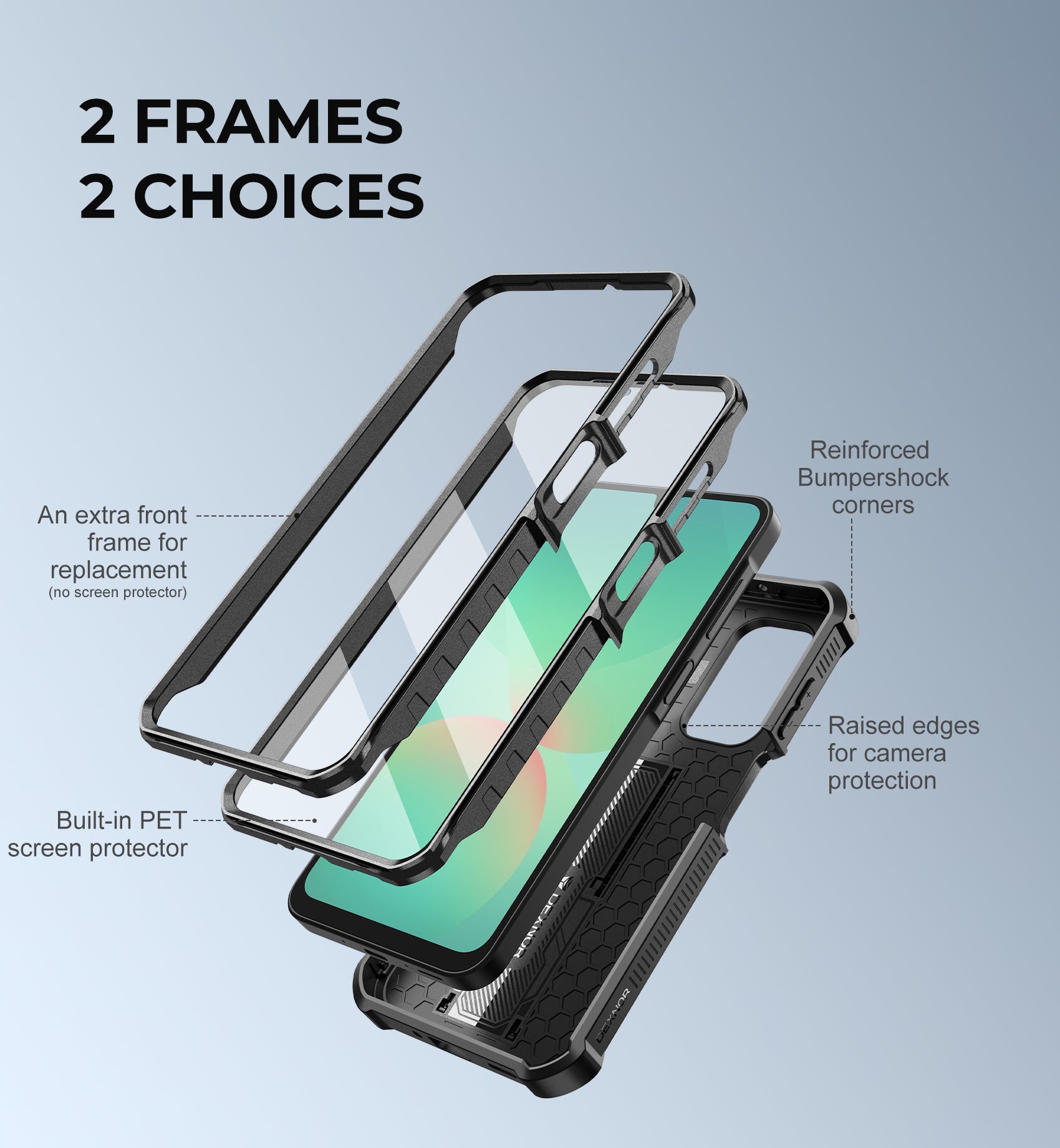 Dexnor Full Body Case for Samsung Galaxy A26 5G With Screen Protector And Slide Camera Bumper Kickstand Heavy-duty Shockproof Cover
