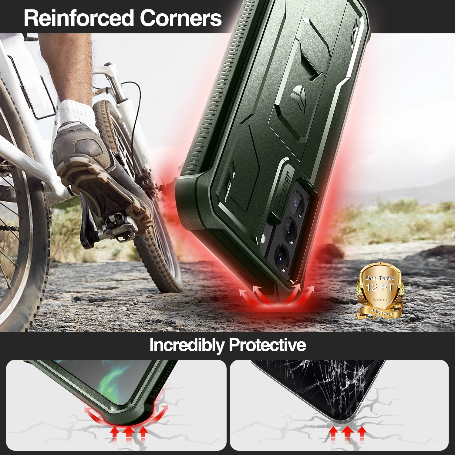 Dexnor Case for Samsung Galaxy S21 With Single Screen Protector Full Body Bumper Kickstand Heavy-duty Shockproof Rugged Cover.