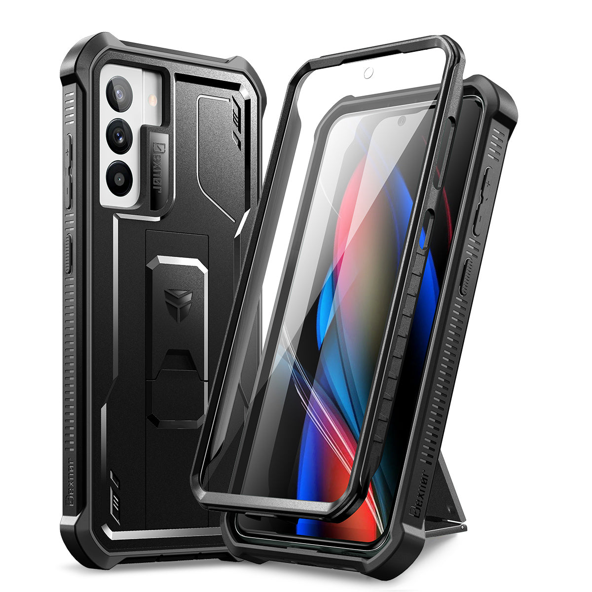 Dexnor Case for Samsung Galaxy S21 FE With Single Screen Protector Full Body Bumper Kickstand Heavy-duty Shockproof Rugged Cover.