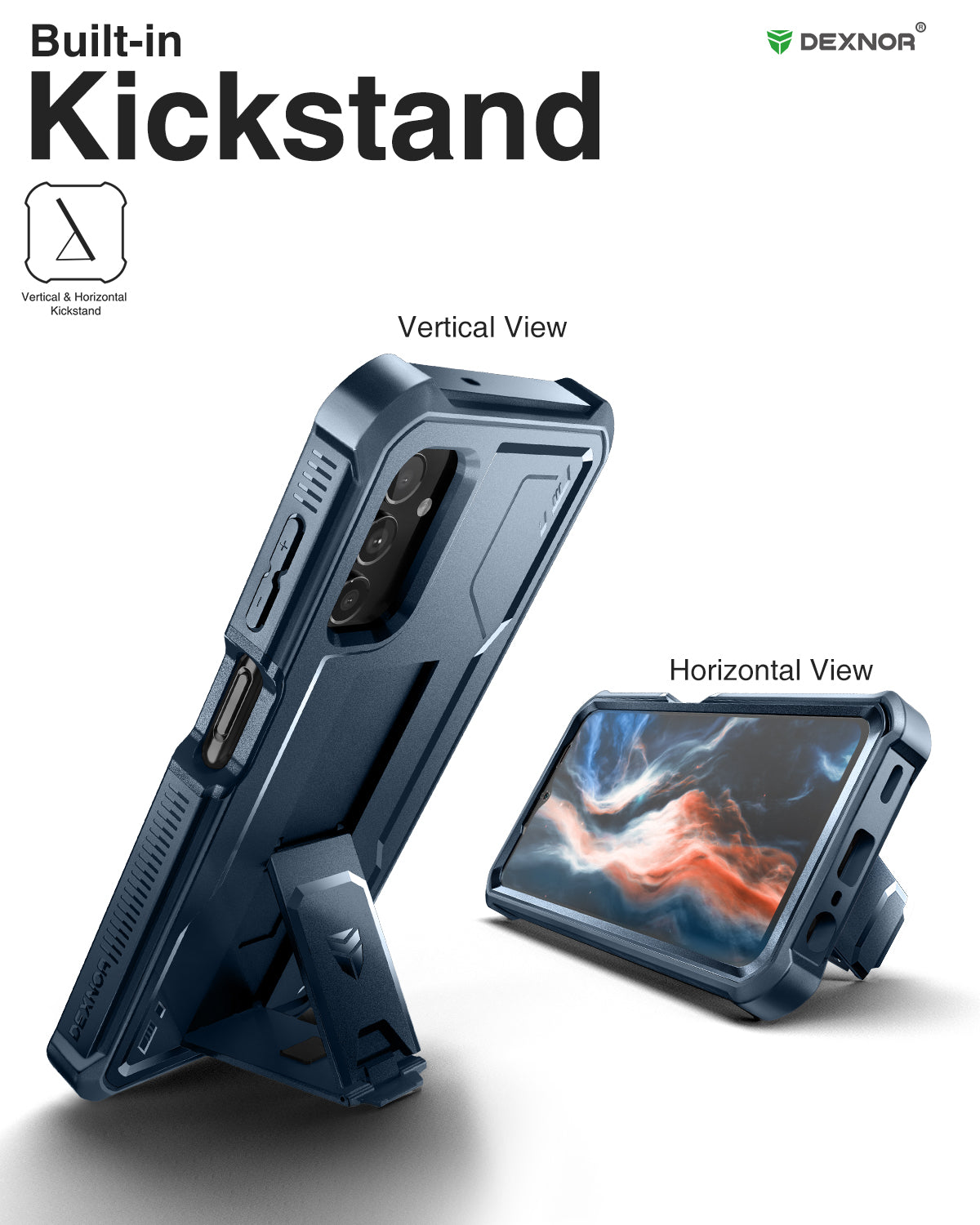 Dexnor Case for Samsung Galaxy A13 5G With Single Screen Protector Full Body Bumper Kickstand Heavy-duty Shockproof Rugged Cover.