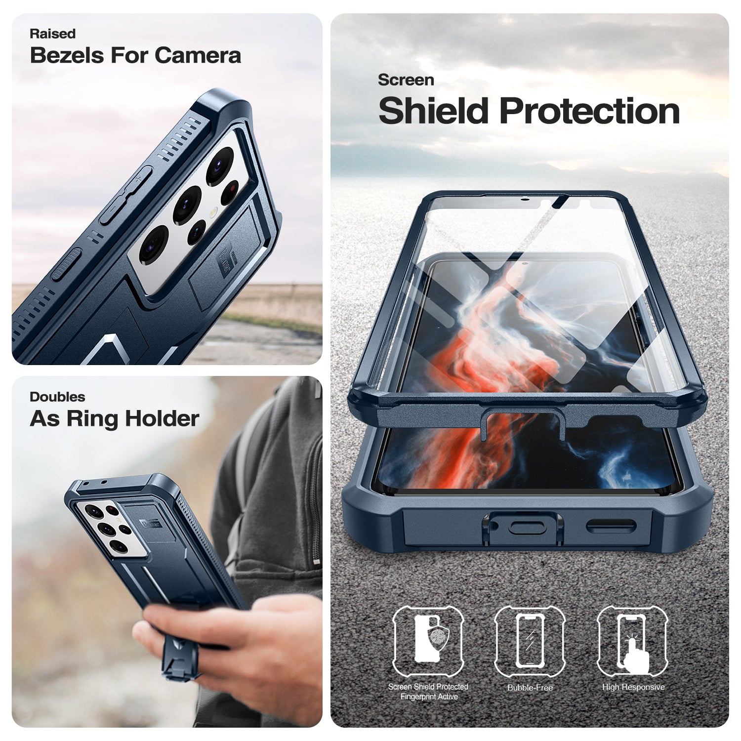 Dexnor Case for Samsung Galaxy S21 Ultra With Single Screen Protector Full Body Bumper Kickstand Heavy-duty Shockproof Grade Cover.