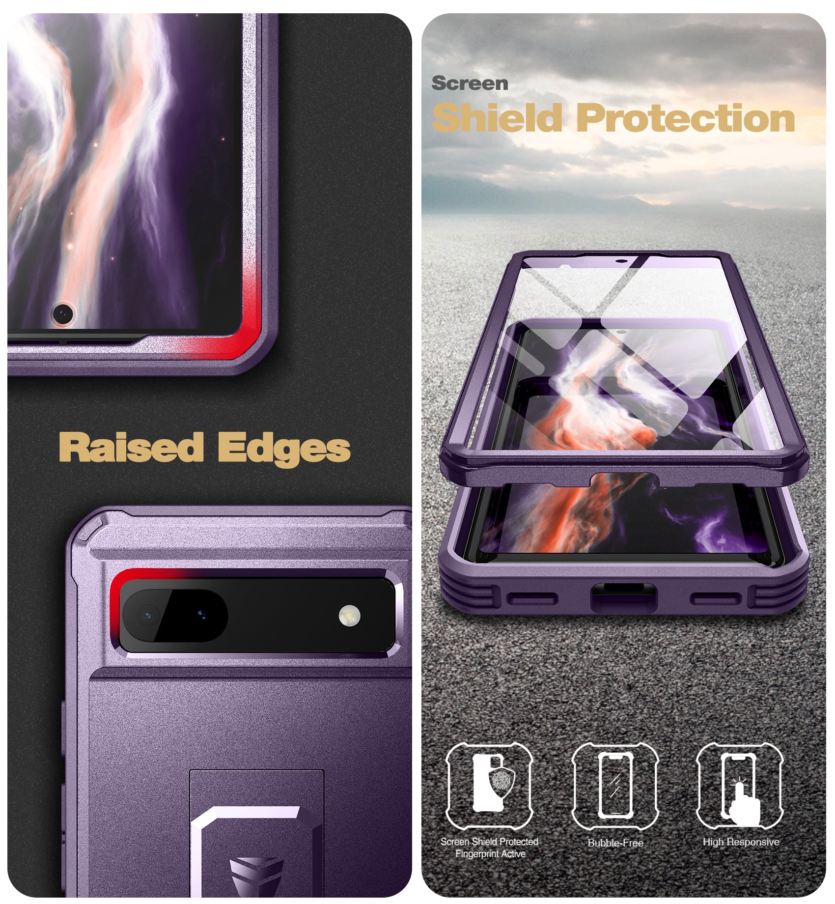 Dexnor Case for Google Pixel 6A With Screen Protector Full Body Bumper Kickstand Heavy-duty Shockproof Rugged Cover.