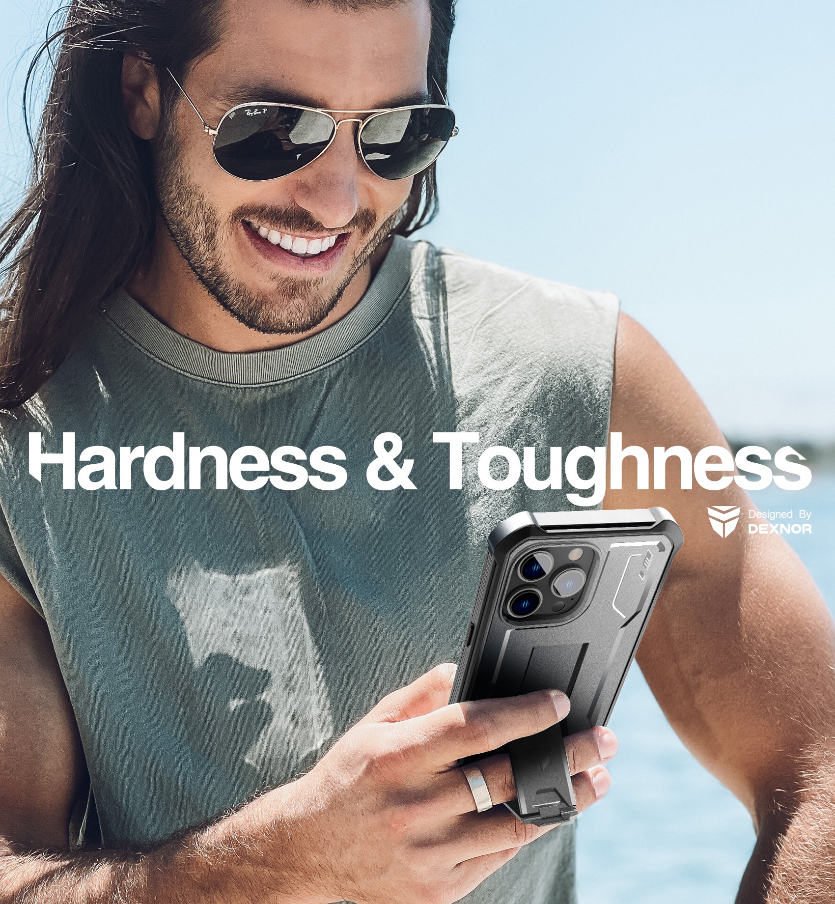 Dexnor for iphone 14 Pro Max Case  Heavy-duty Shockproof Full Body Built-in Screen Protector Adjustable Kickstand