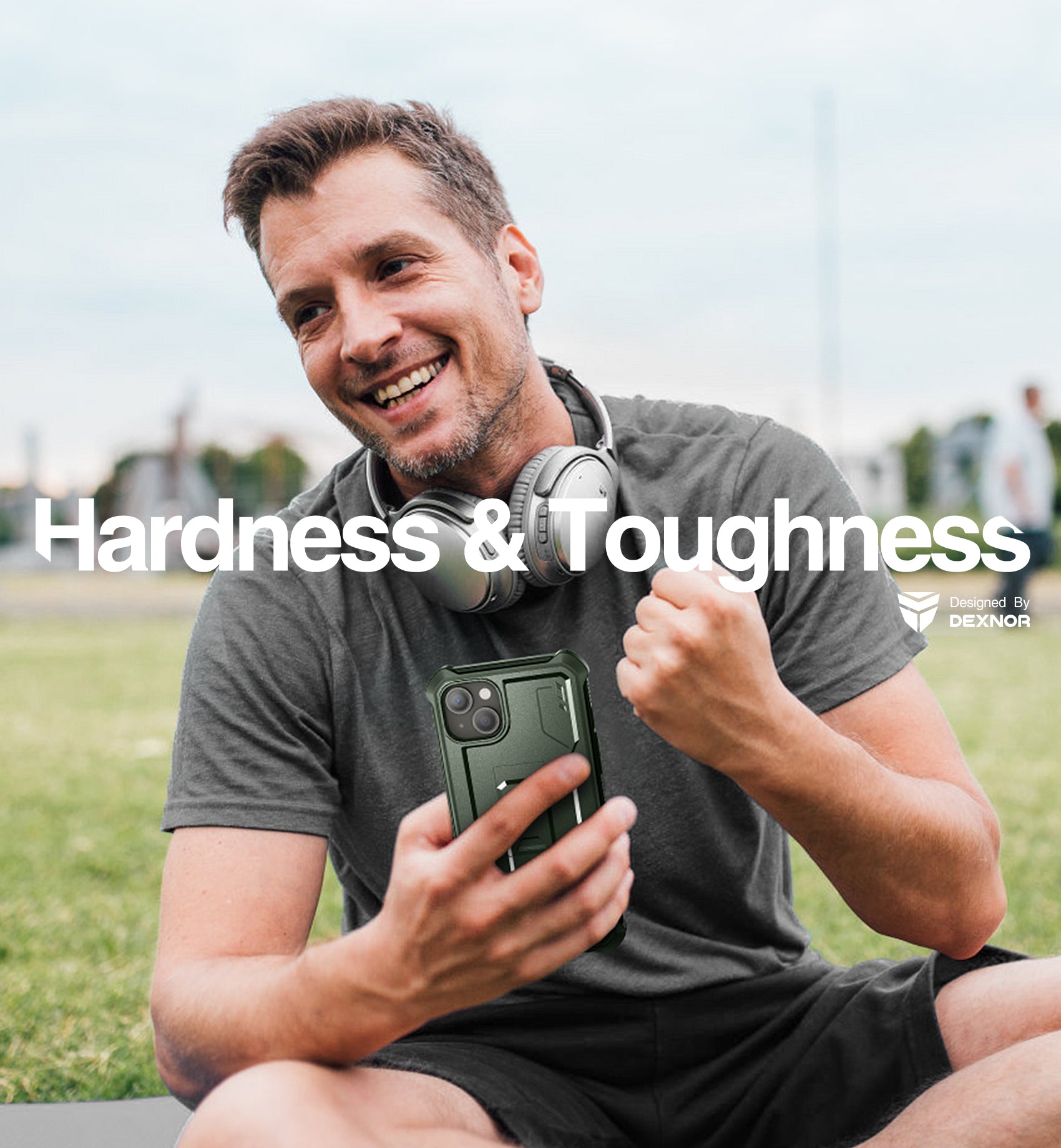 Dexnor for iphone 14 Plus Case With Heavy-duty Shockproof Full Body Built-in Screen Protector Adjustable Kickstand
