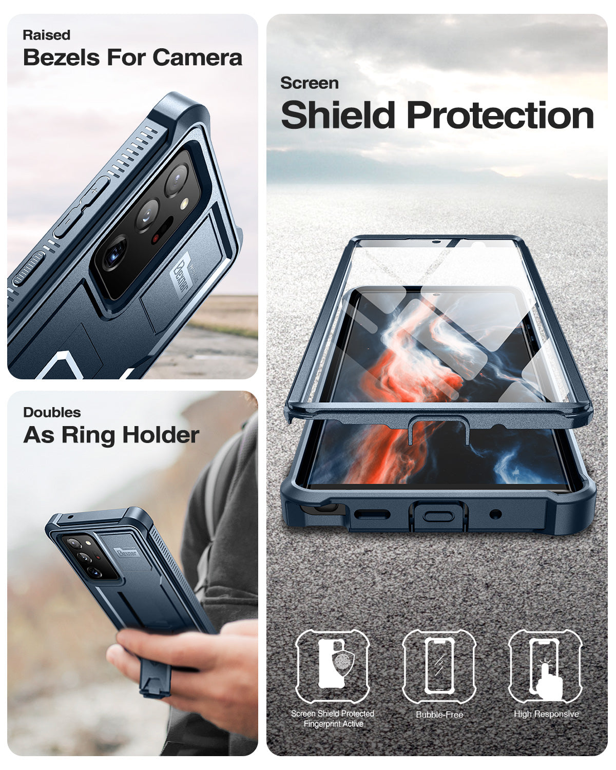 Dexnor Case for Samsung Galaxy Note 20 Ultra With Single Screen Protector Full Body Bumper Kickstand Heavy-duty Shockproof Rugged  Cover.