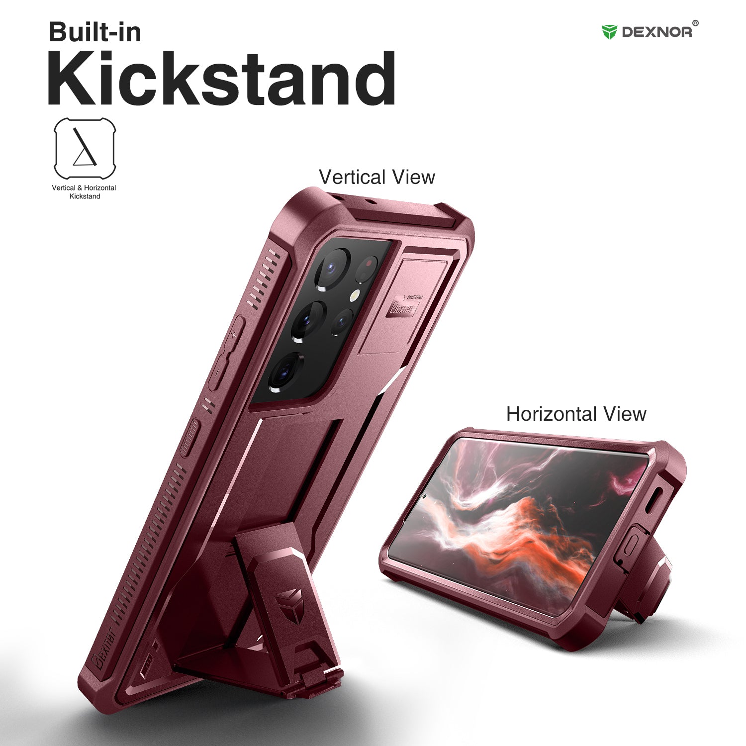 Dexnor Case for Samsung Galaxy S21 Ultra With Single Screen Protector Full Body Bumper Kickstand Heavy-duty Shockproof Grade Cover.