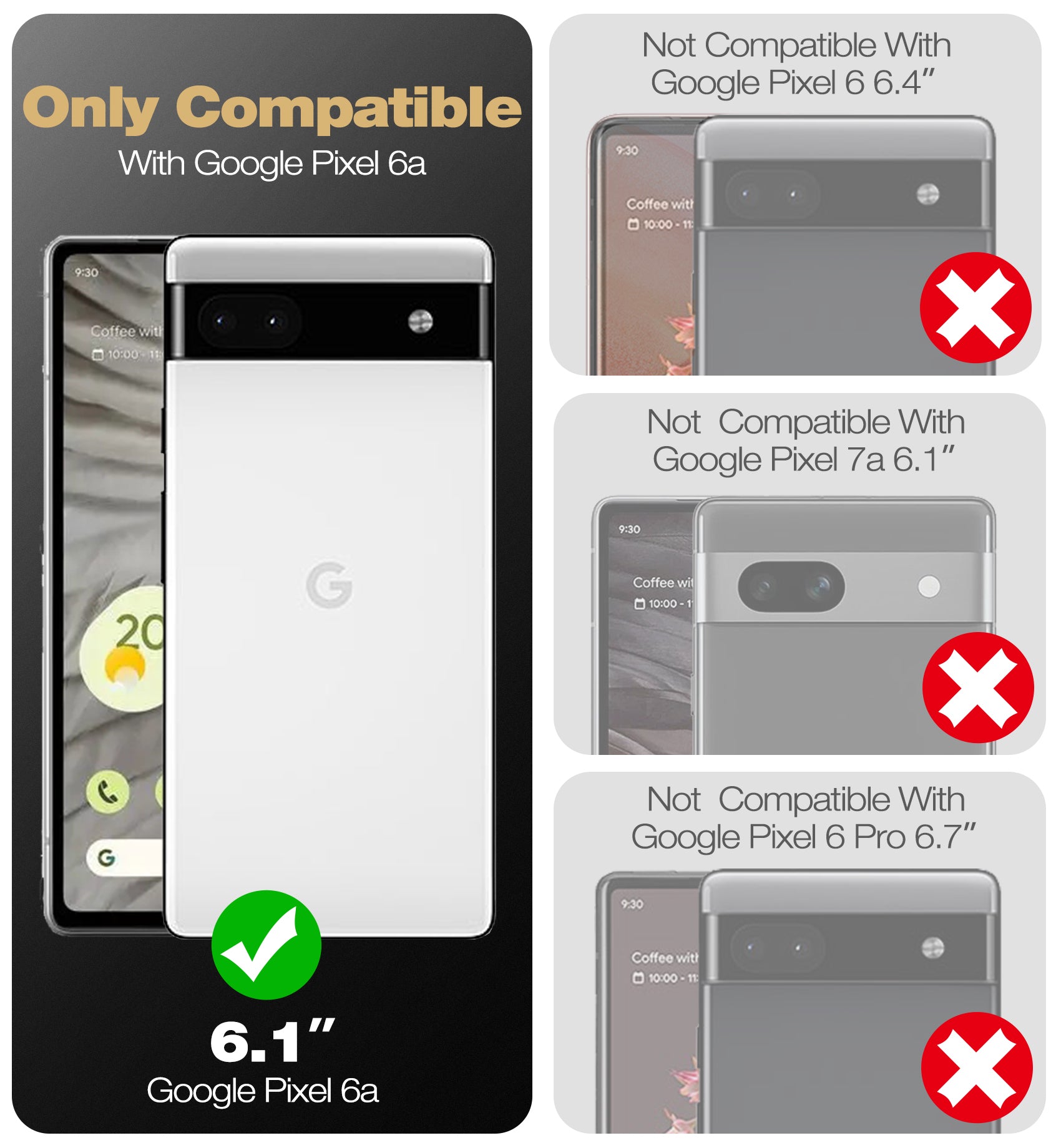 Dexnor Case for Google Pixel 6A With Screen Protector Full Body Bumper Kickstand Heavy-duty Shockproof Rugged Cover.