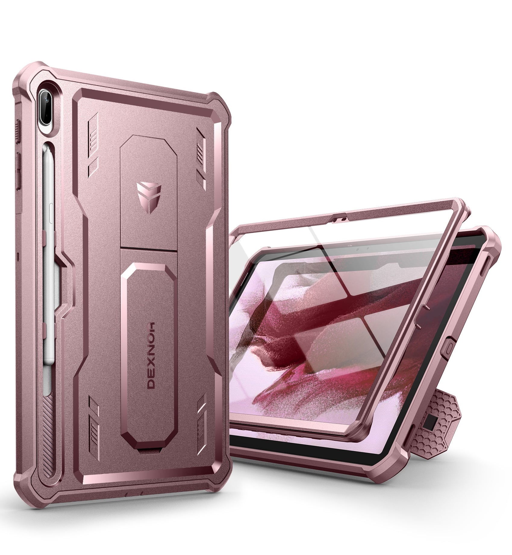 Dexnor Tablet Case for Samsung Galaxy Tab S7 Plus/S8 Plus With Screen Protector Full Body Bumper Kickstand Heavy-duty Shockproof Rugged Pen Holder Cover.