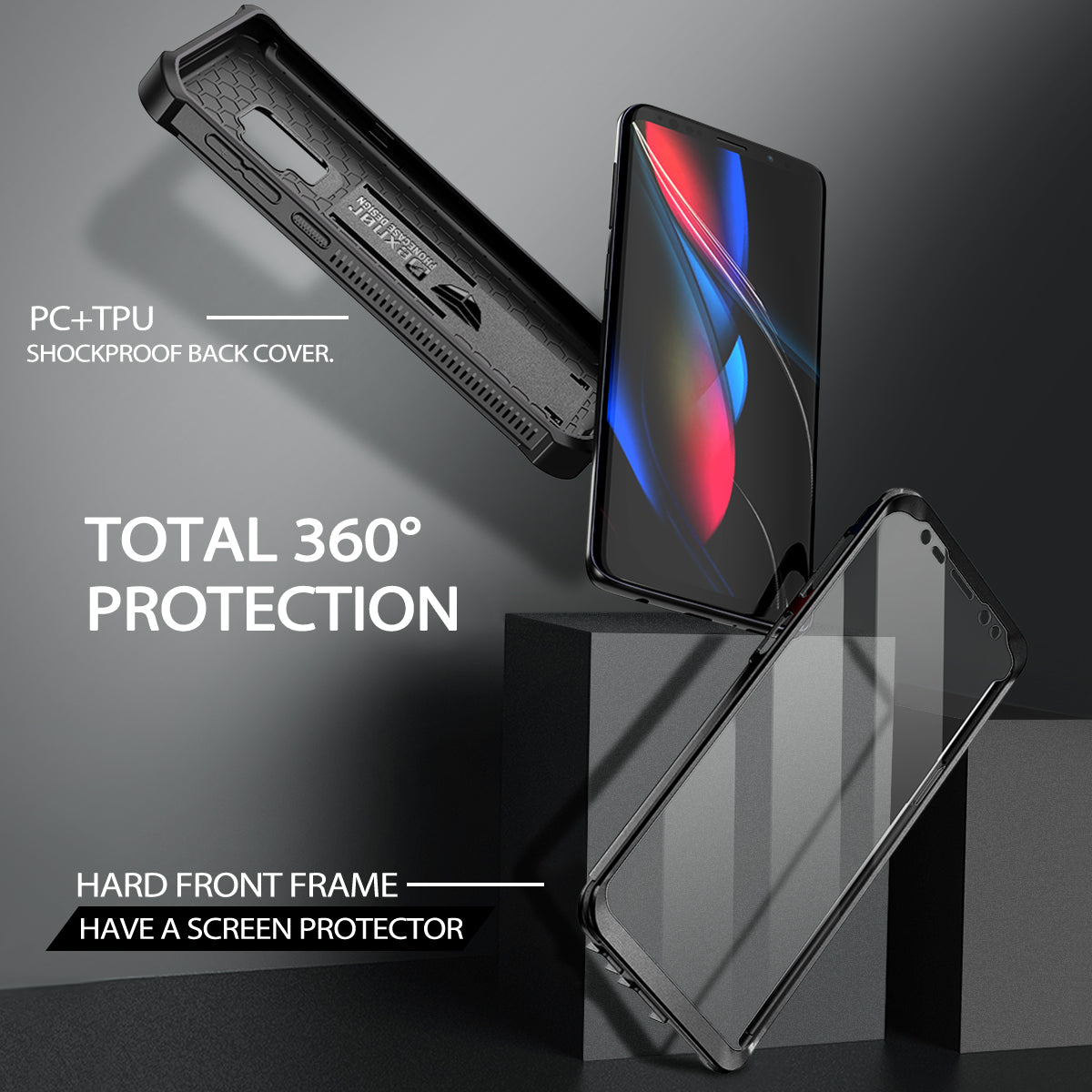 Dexnor Case for Samsung Galaxy S9 With Single Screen Protector Full Body Bumper Kickstand Heavy-duty Shockproof Rugged Cover.