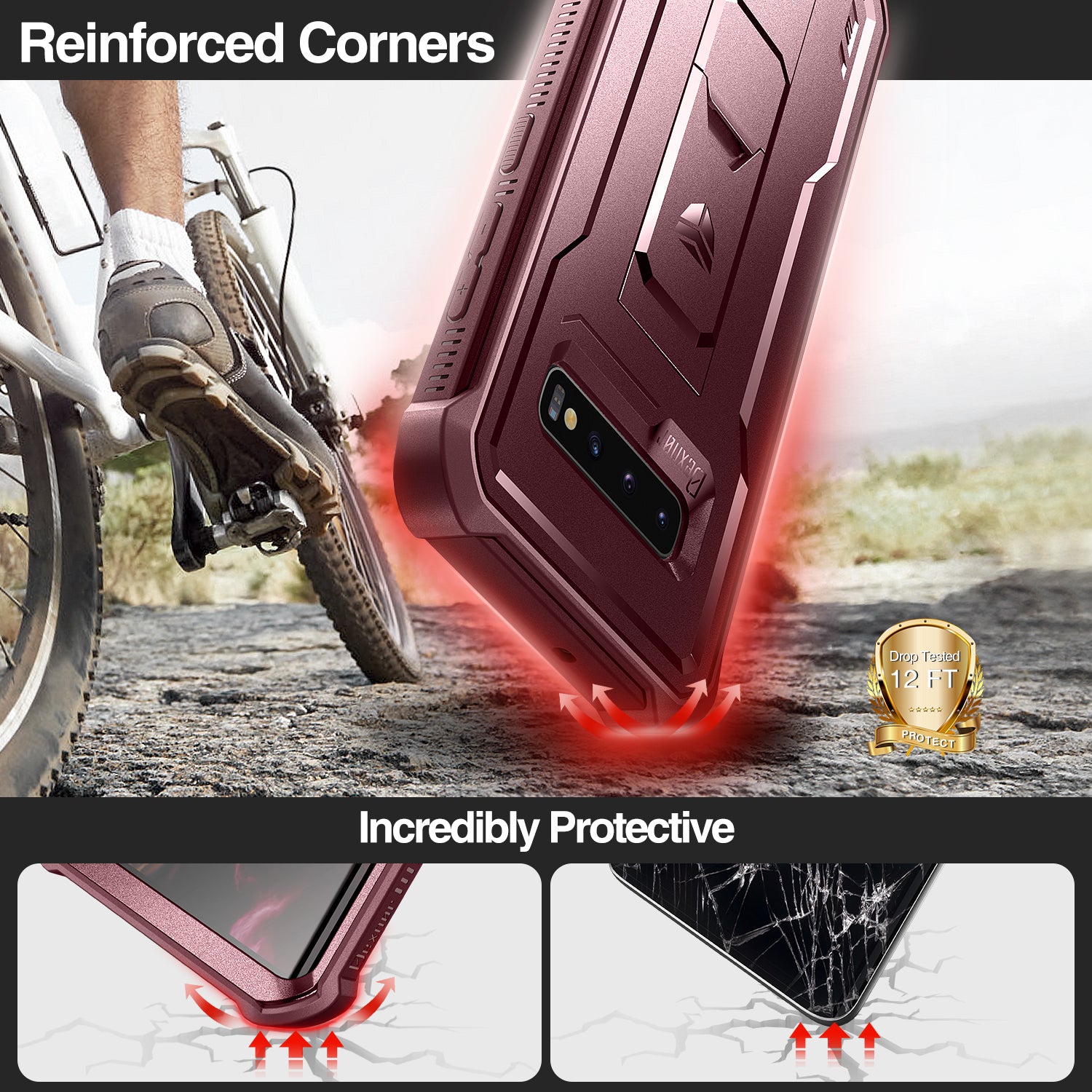 Dexnor Case for Samsung Galaxy S10 With Single Screen Protector Full Body Bumper Kickstand Heavy-duty Shockproof Rugged  Cover.
