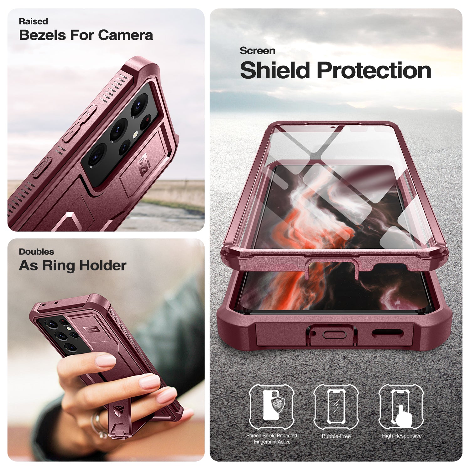 Dexnor Case for Samsung Galaxy S21 Ultra With Single Screen Protector Full Body Bumper Kickstand Heavy-duty Shockproof Grade Cover.