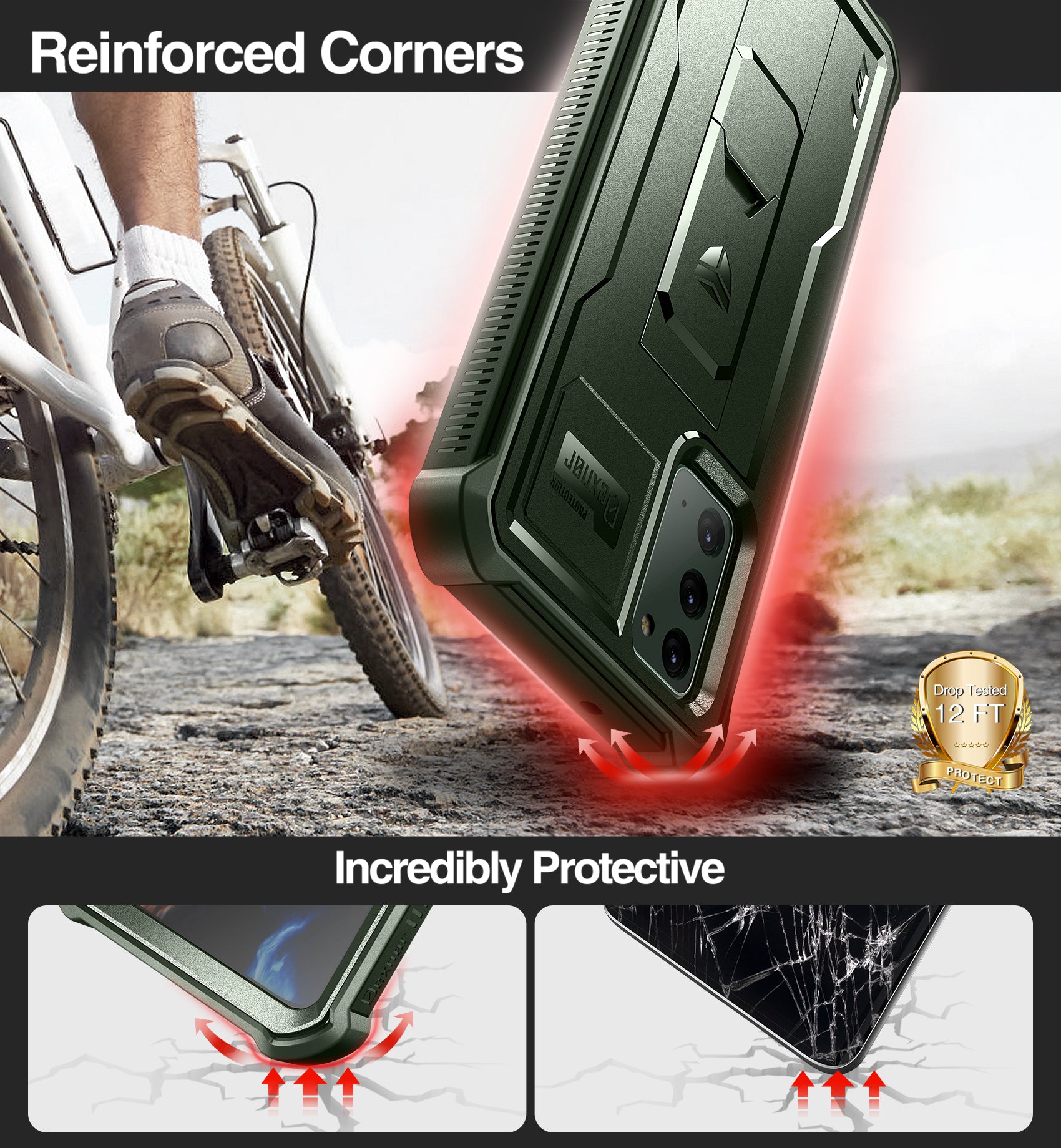 Dexnor Case for Samsung Galaxy Note 20 With Single Screen Protector Full Body Bumper Kickstand Heavy-duty Shockproof Rugged Military Grade Cover.