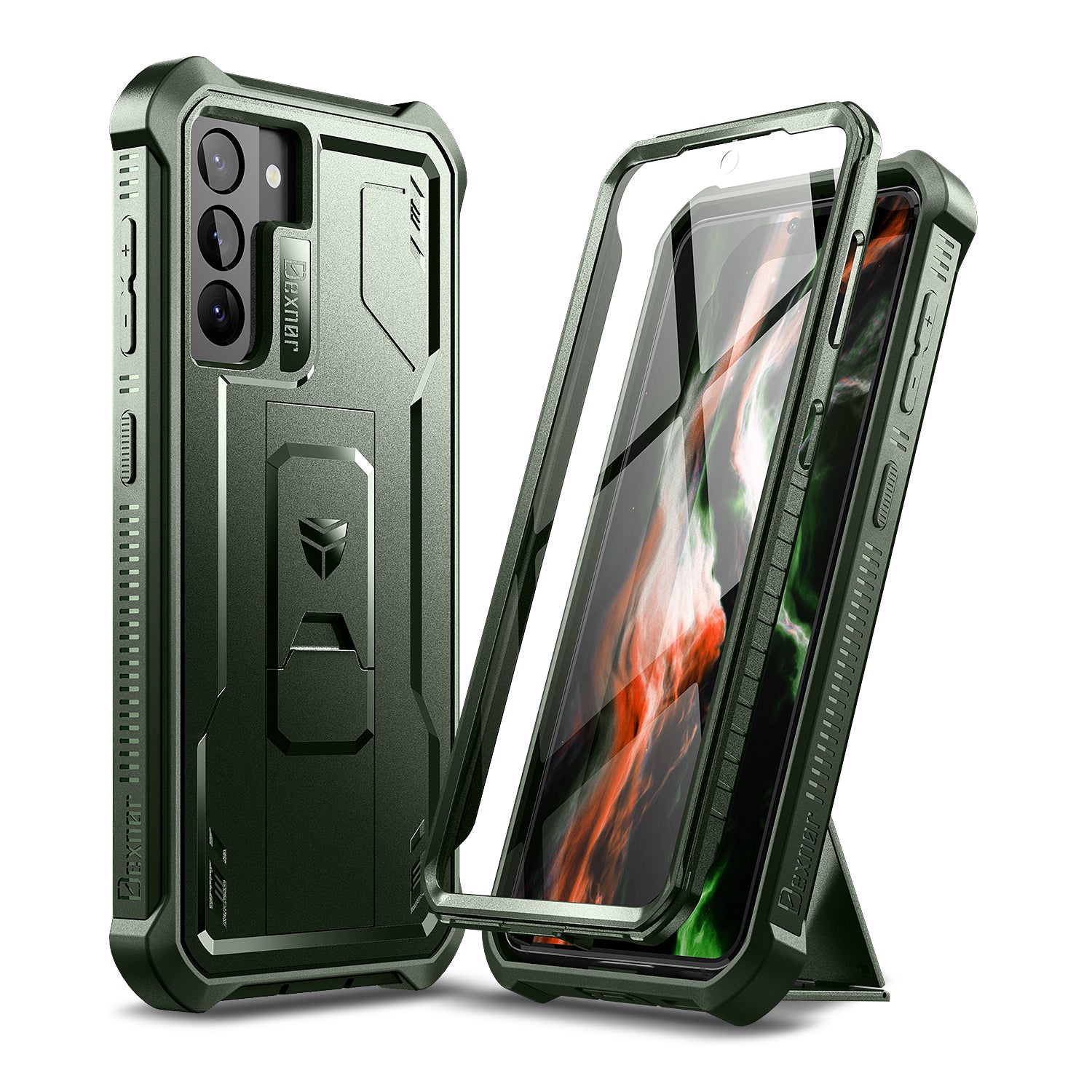 Dexnor Case for Samsung Galaxy S21 With Single Screen Protector Full Body Bumper Kickstand Heavy-duty Shockproof Rugged Cover.