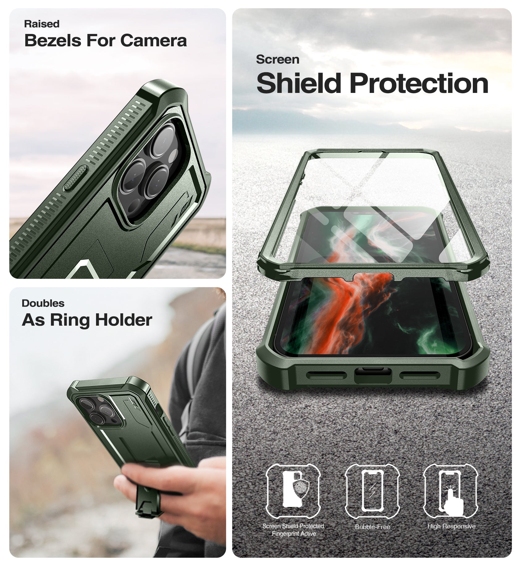 Dexnor for iphone 14 Pro Max Case  Heavy-duty Shockproof Full Body Built-in Screen Protector Adjustable Kickstand