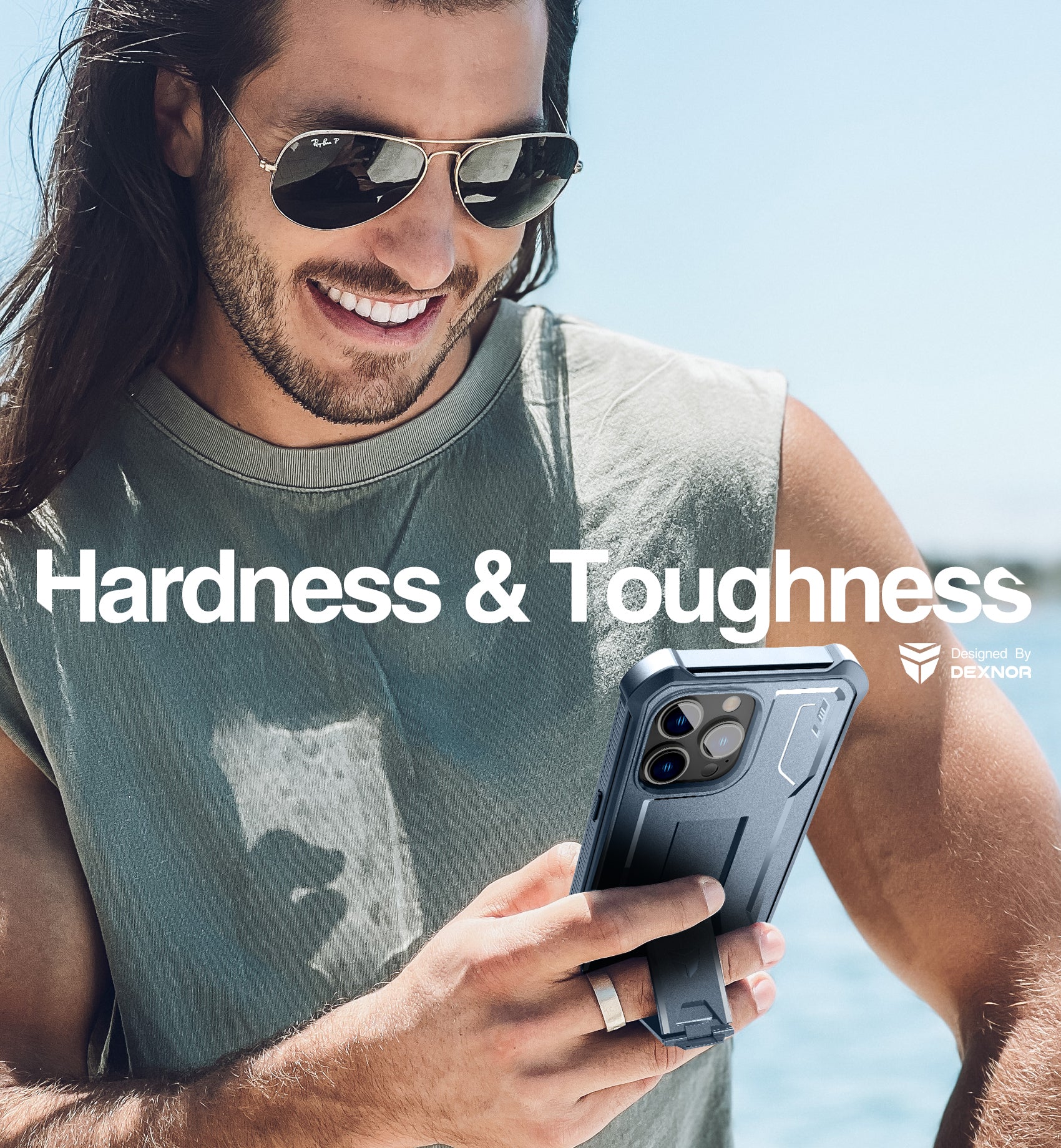 Dexnor for iphone 14 Pro Max Case  Heavy-duty Shockproof Full Body Built-in Screen Protector Adjustable Kickstand