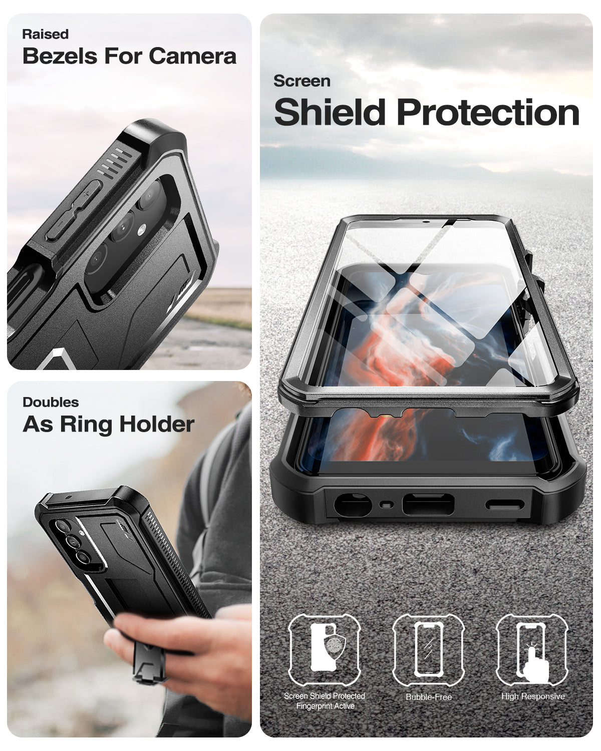 Dexnor Case for Samsung Galaxy A13 5G With Single Screen Protector Full Body Bumper Kickstand Heavy-duty Shockproof Rugged Cover.