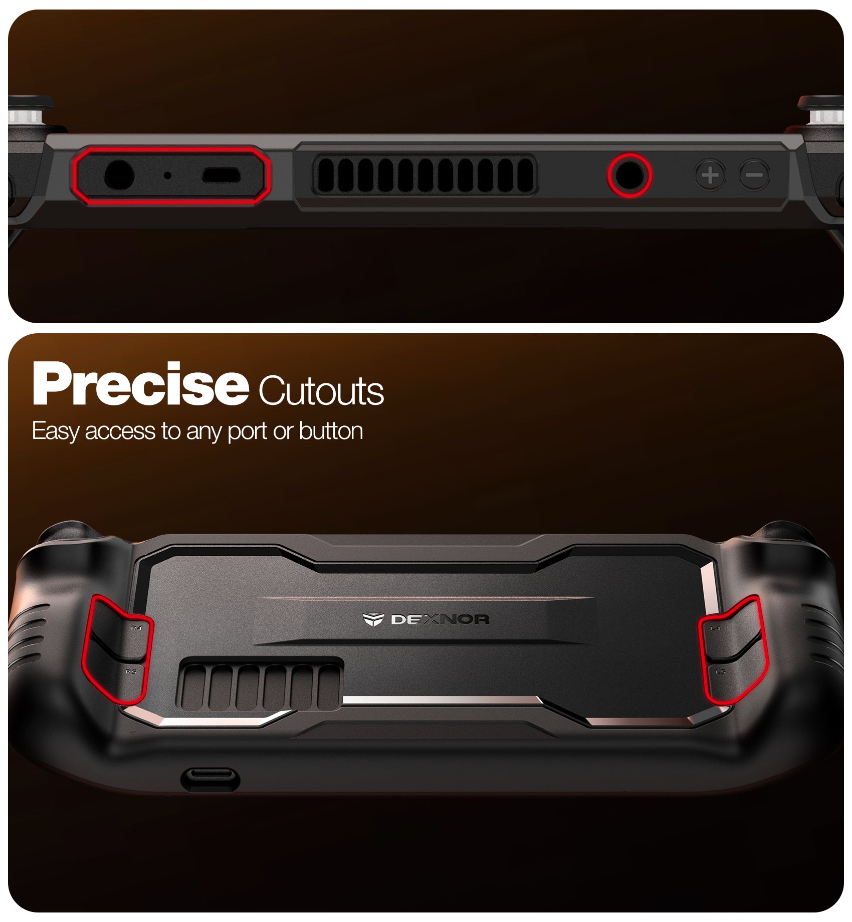 Dexnor Rugged Protective Case for Steam Deck  Shock-Absorption TPU PC Cover Anti-Scratch Non-Slip Shell