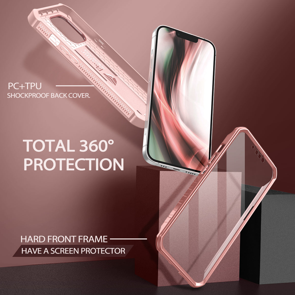 Dexnor for iphone 13 Pro Max Case With Heavy-duty Shockproof Full Body Built-in Screen Protector Adjustable Kickstand