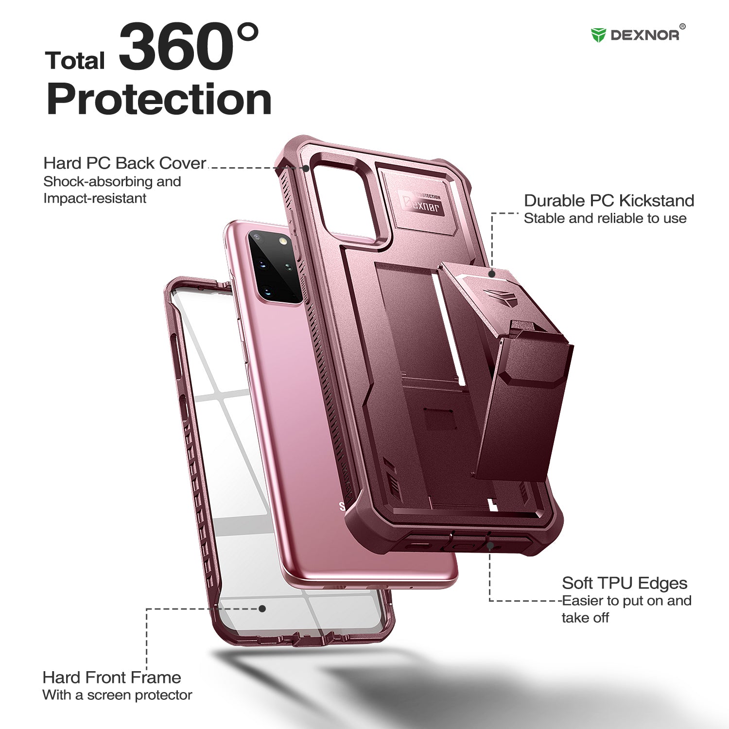 Dexnor Case for Samsung Galaxy S20 Plus With Single Screen Protector Full Body Bumper Kickstand Heavy-duty Shockproof Rugged  Cover.