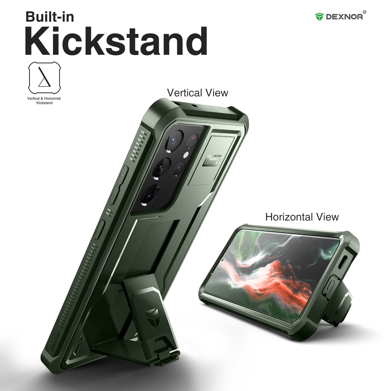 Dexnor Case for Samsung Galaxy S21 Ultra With Single Screen Protector Full Body Bumper Kickstand Heavy-duty Shockproof Grade Cover.