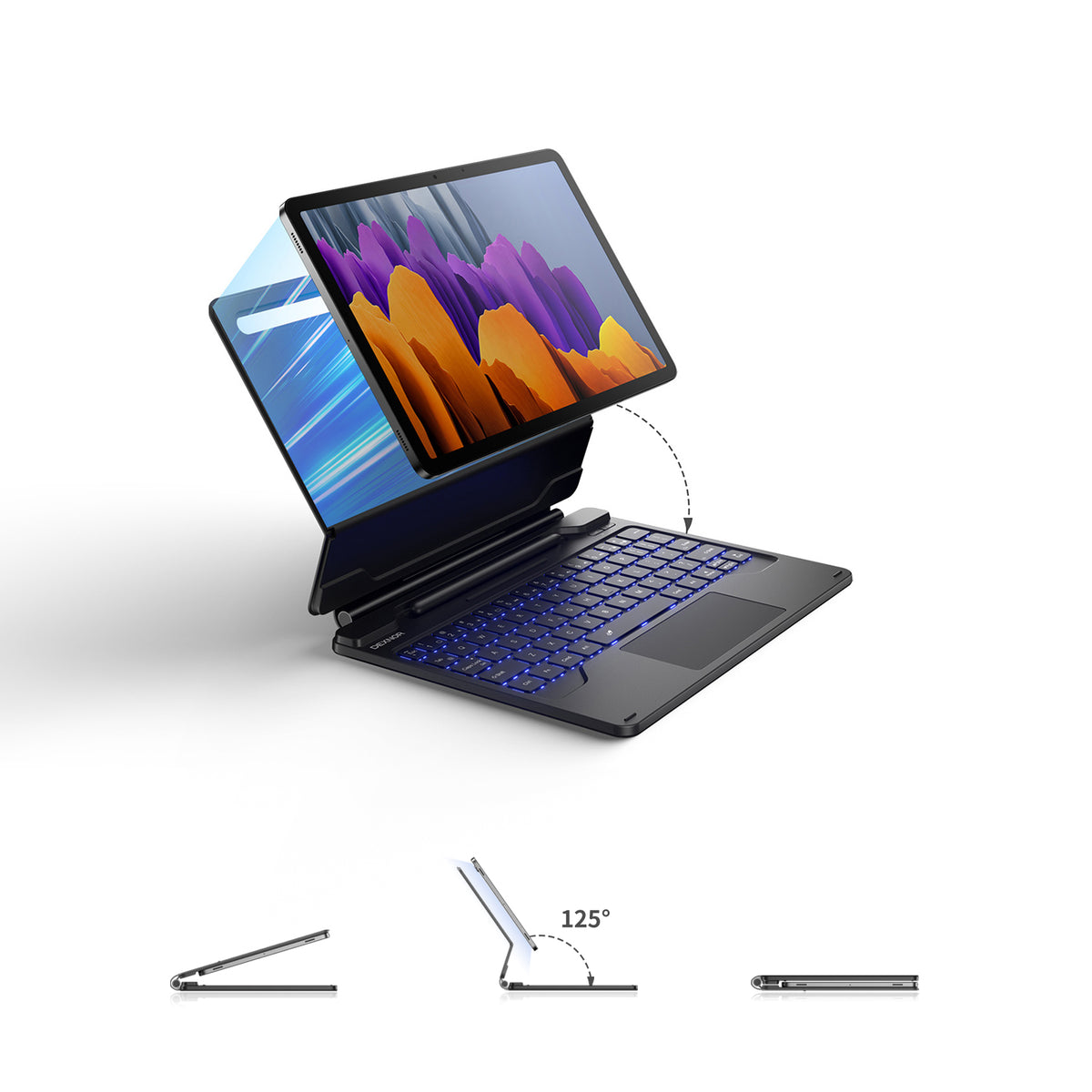 Dexnor Book-style Cover For Samsung Galaxy Tab S7 Keyboard Case