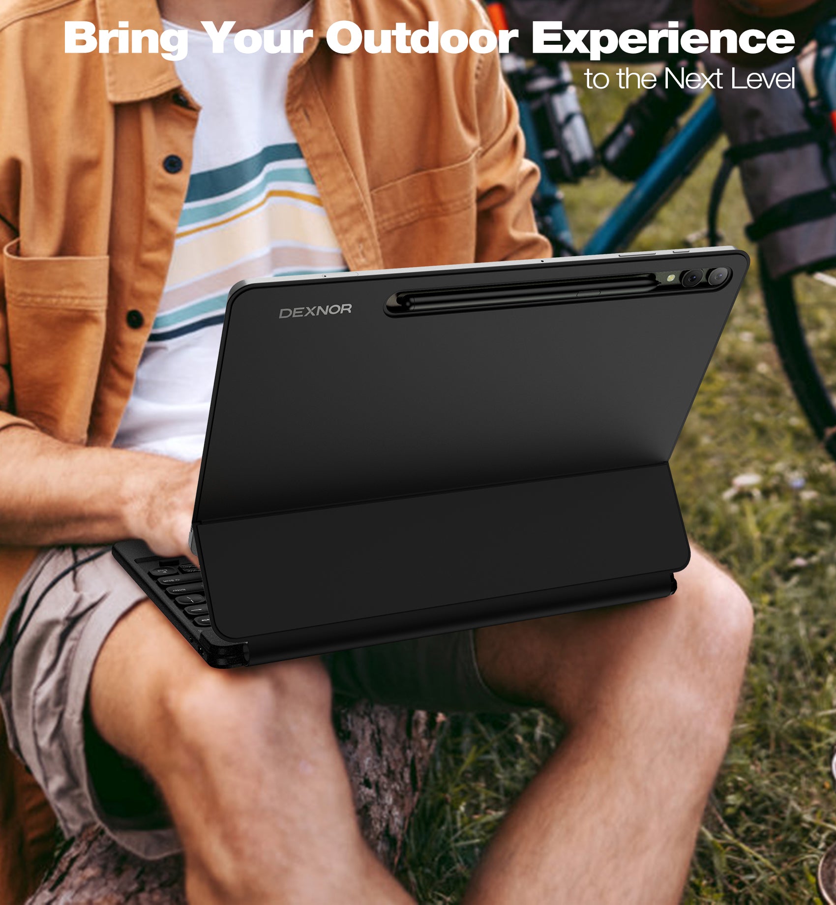 Dexnor Keyboard Case For Samsung Galaxy Tab S7+ Plus With Trackpad Book Style Cover Pen Holder Slim Bluetooth Black 12.4 Inch