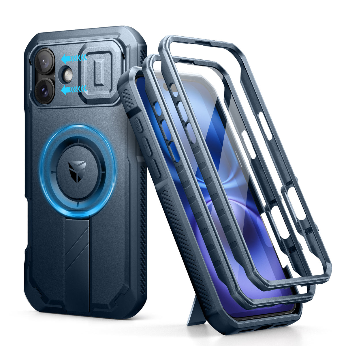 Dexnor Blue Case For iPhone 16 Plus With Slide Camera Cover