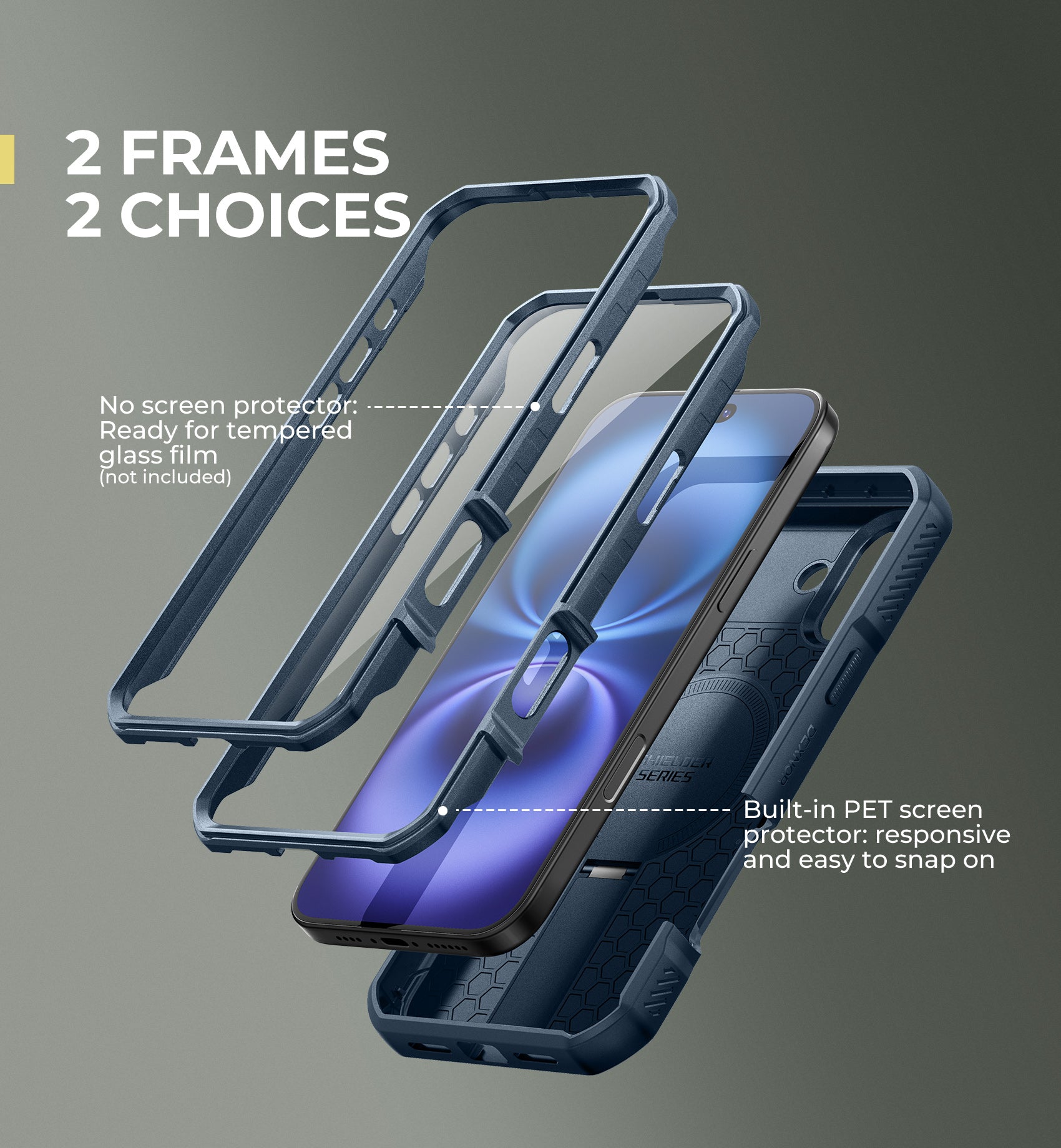 Dexnor Blue Case For iPhone 16 Plus With Slide Camera Cover MagSafe Heavy-duty Shockproof Full Body Built-in Screen Protector Adjustable Kickstand