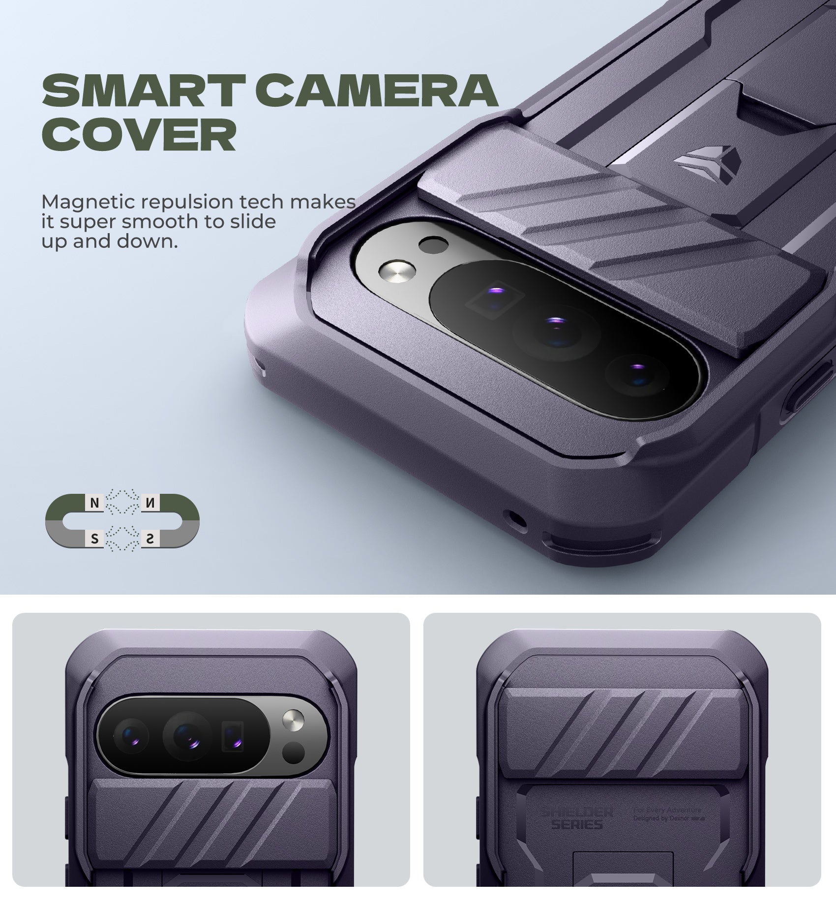 Dexnor Case For Google Pixel 10 Pro with Slide Camera Cover 2 Front Frames Full-Body Built-in Screen Protector Kickstand Bumper Cover