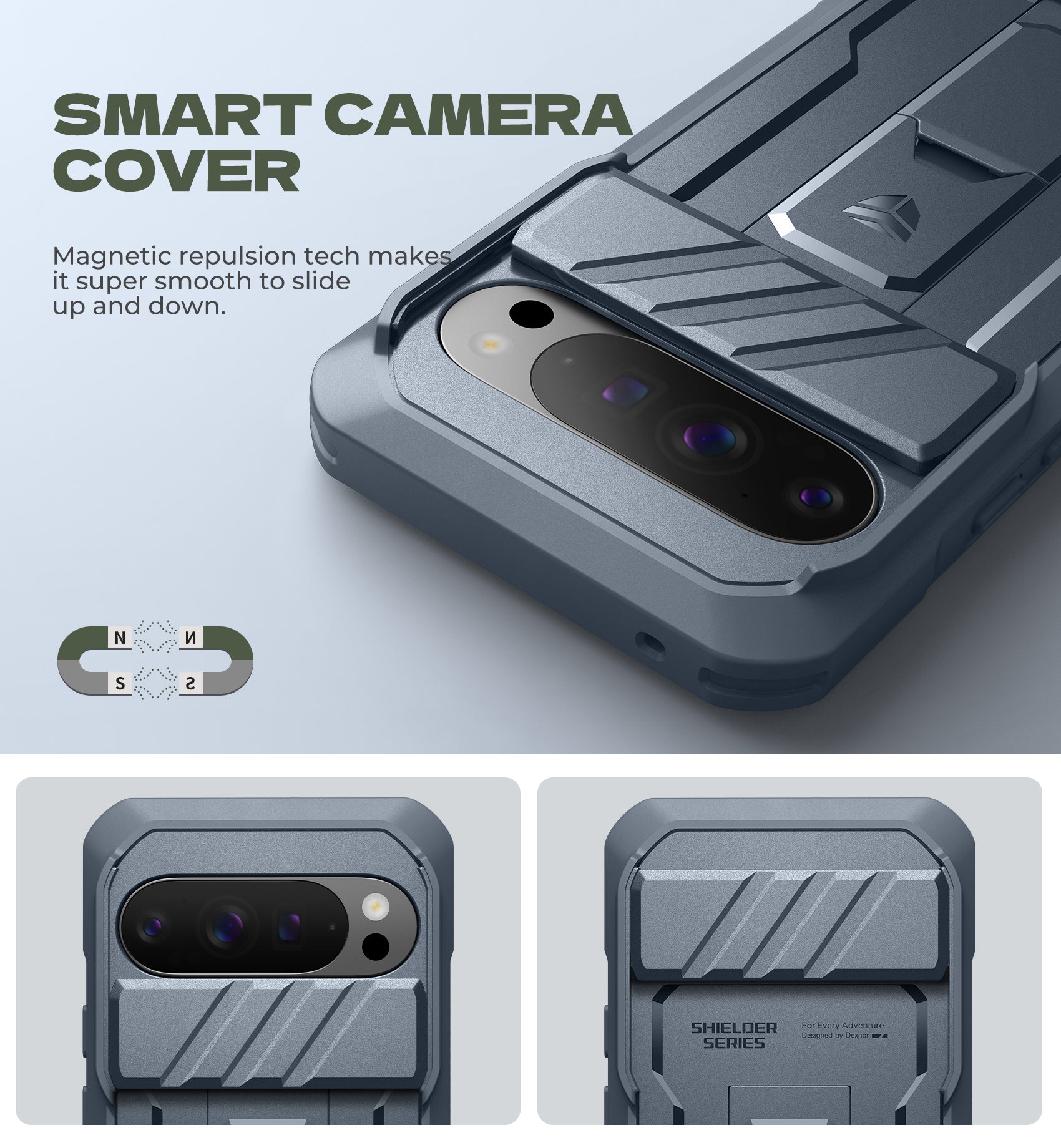 Dexnor Case For Google Pixel 10 Pro XL with Slide Camera Cover 2 Front Frames Full-Body Built-in Screen Protector Kickstand Bumper Cover