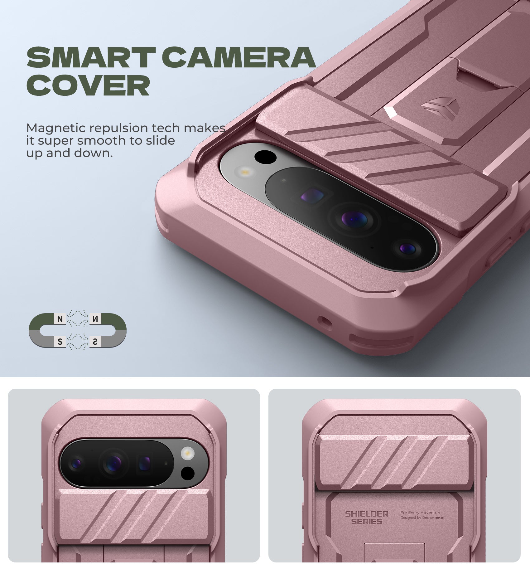 Dexnor Case For Google Pixel 10 Pro XL with Slide Camera Cover 2 Front Frames Full-Body Built-in Screen Protector Kickstand Bumper Cover