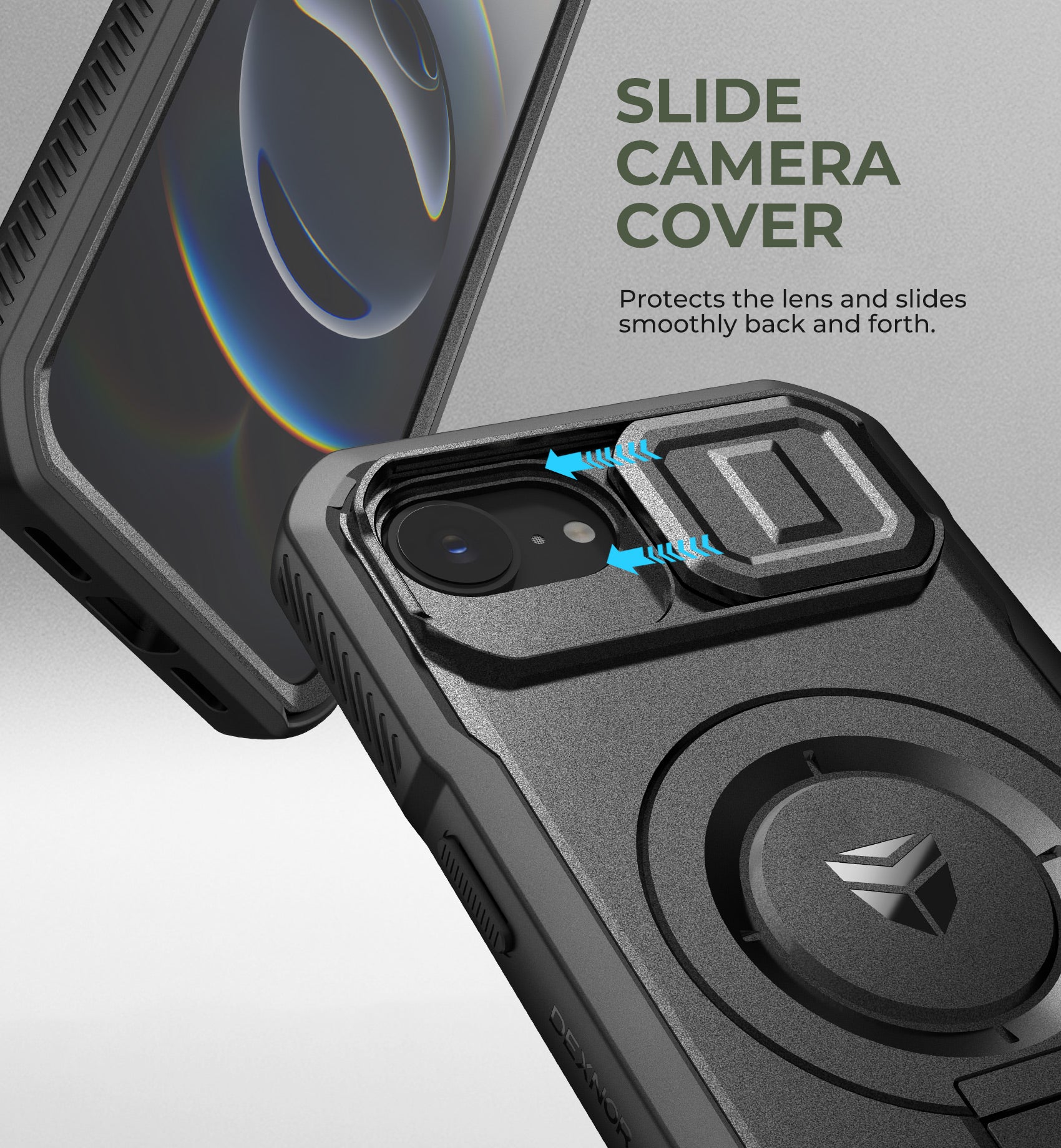 Dexnor Case For iPhone 16e With Slide Camera Cover MagSafe Heavy-duty Shockproof Full Body Built-in Screen Protector Adjustable Kickstand