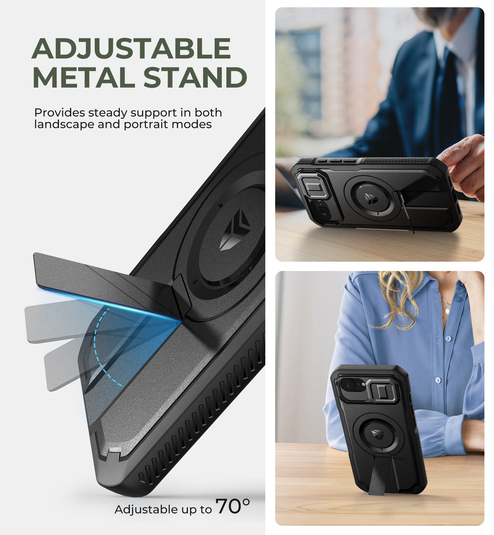 Dexnor Case For iPhone 16e With Slide Camera Cover MagSafe Heavy-duty Shockproof Full Body Built-in Screen Protector Adjustable Kickstand