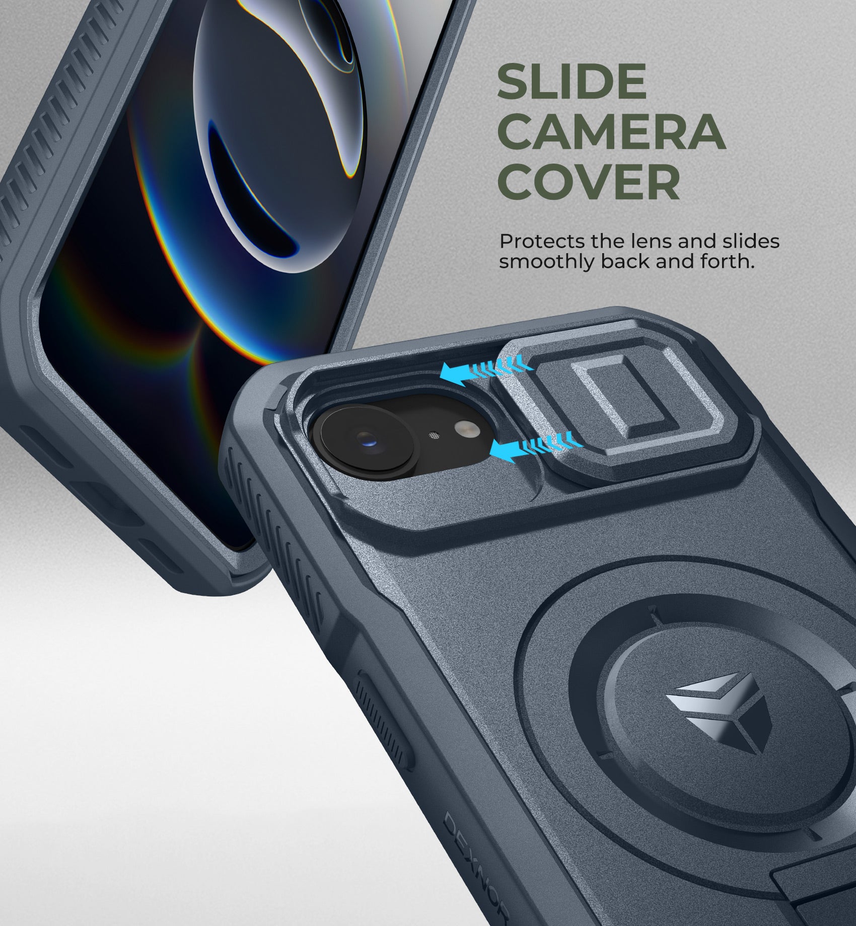 Dexnor Case For iPhone 16e With Slide Camera Cover MagSafe Heavy-duty Shockproof Full Body Built-in Screen Protector Adjustable Kickstand