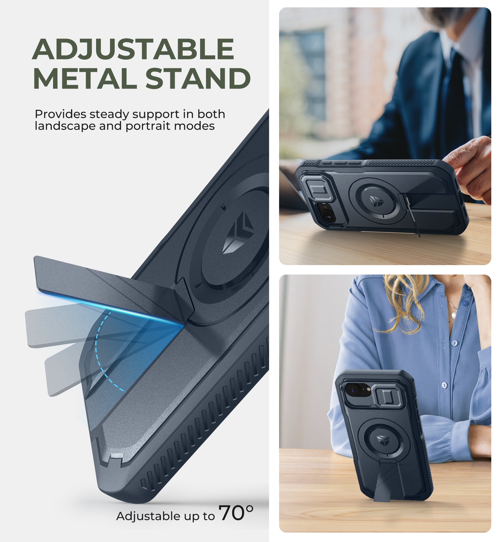 Dexnor Case For iPhone 16e With Slide Camera Cover MagSafe Heavy-duty Shockproof Full Body Built-in Screen Protector Adjustable Kickstand