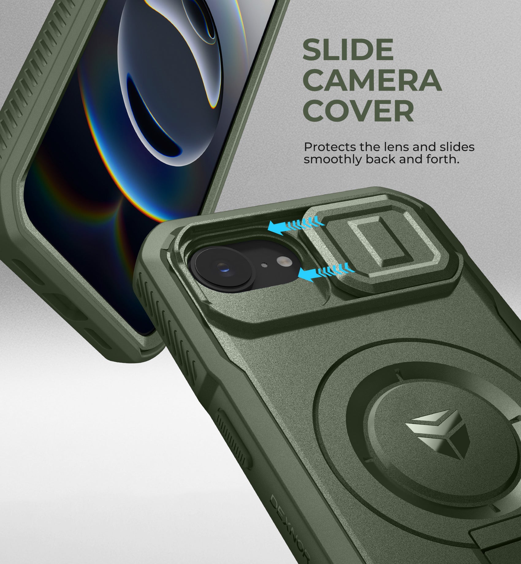 Dexnor Case For iPhone 16e With Slide Camera Cover MagSafe Heavy-duty Shockproof Full Body Built-in Screen Protector Adjustable Kickstand